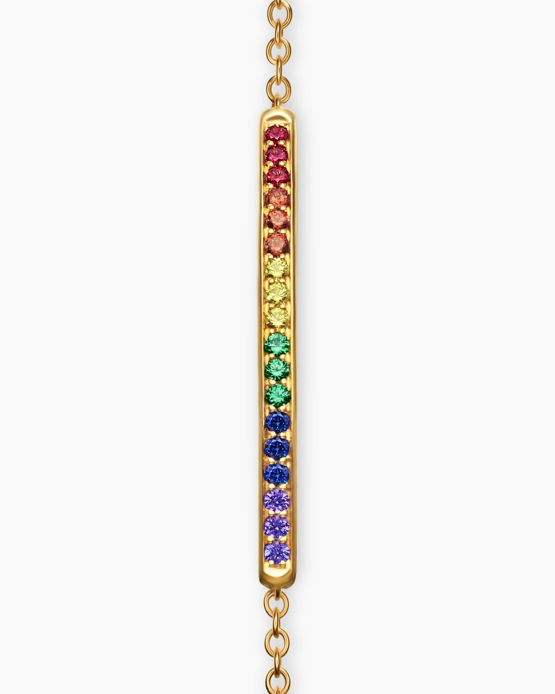 Petite Pavé Bar Bracelet in 18K Yellow Gold with Rainbow Pavé, 1.7mm - Image 3