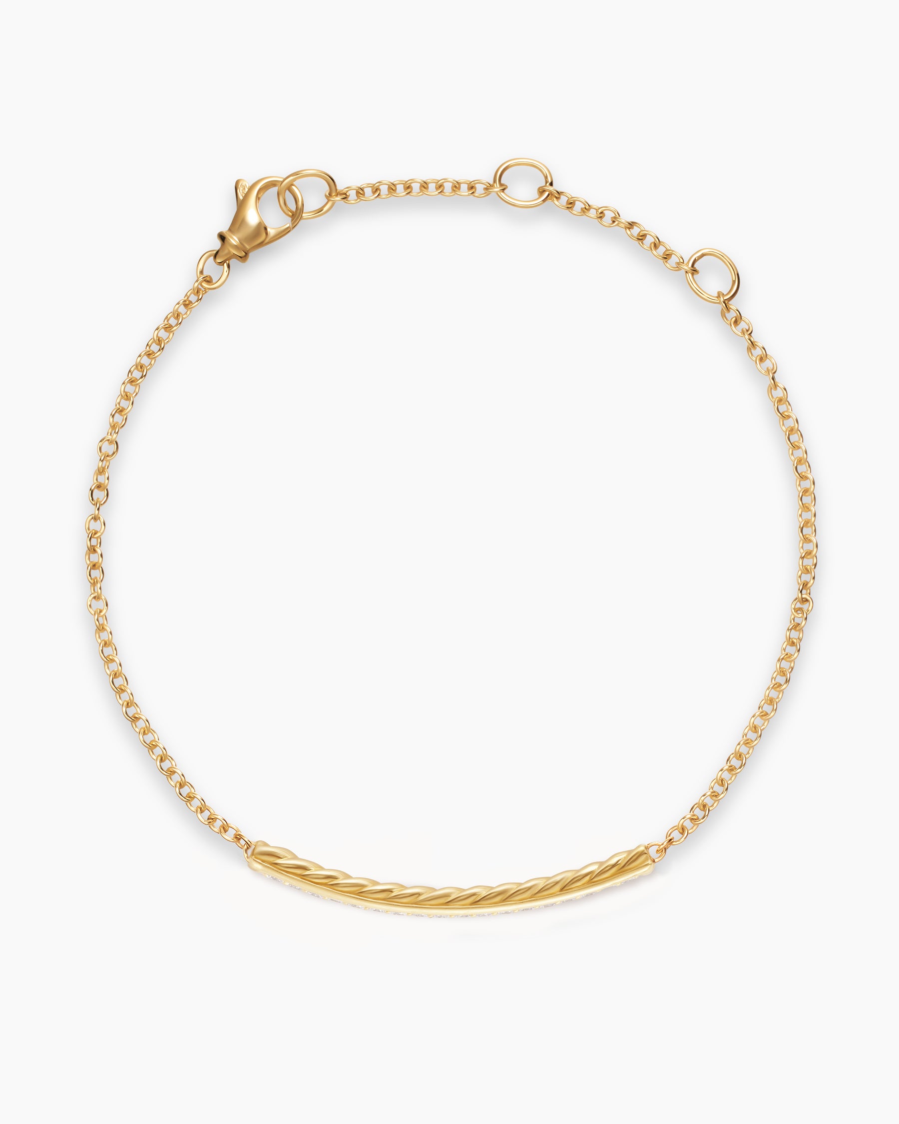 Alternative view of Petite Pavé Bar Bracelet in 18K Yellow Gold with Diamonds, 1.7mm