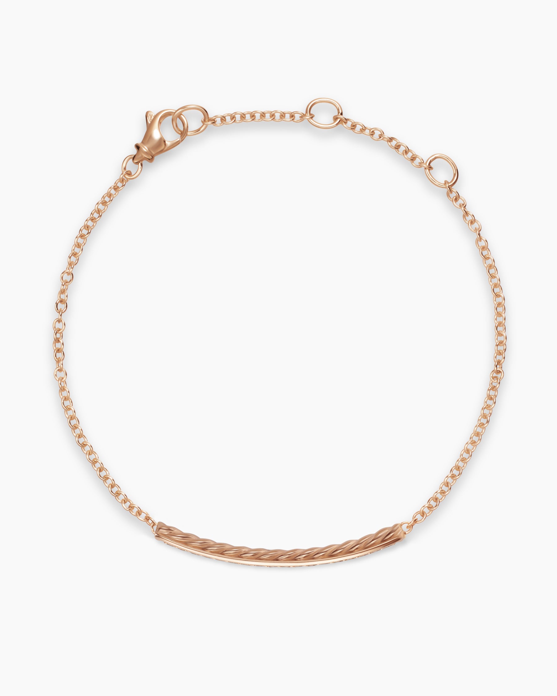 Alternative view of Petite Pavé Bar Bracelet in 18K Rose Gold with Cognac Diamonds, 1.7mm