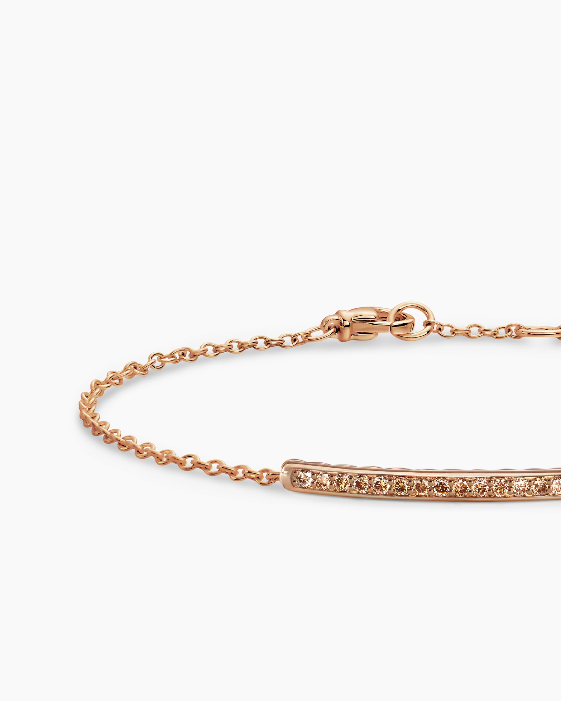 Petite Pavé Bar Bracelet in 18K Rose Gold with Cognac Diamonds, 1.7mm - Image 4