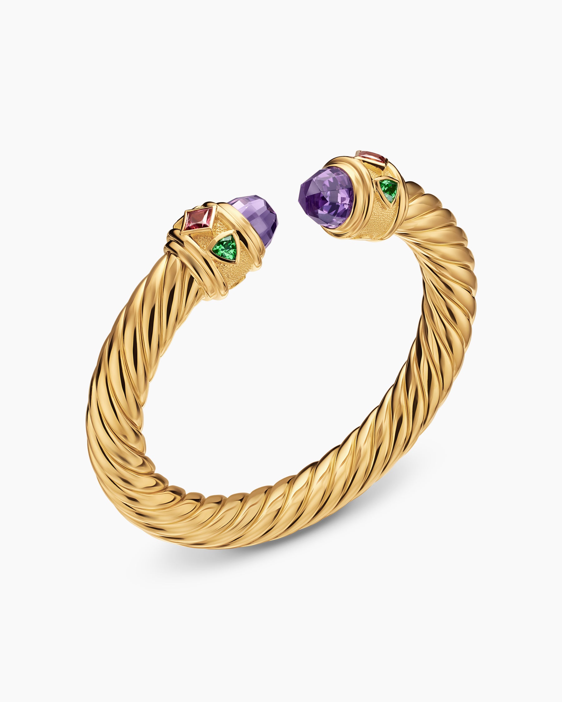 Renaissance Cablespira Bracelet in 18K Yellow Gold with Amethyst, Pink Tourmaline and Tsavorite, 9mm - Image 3