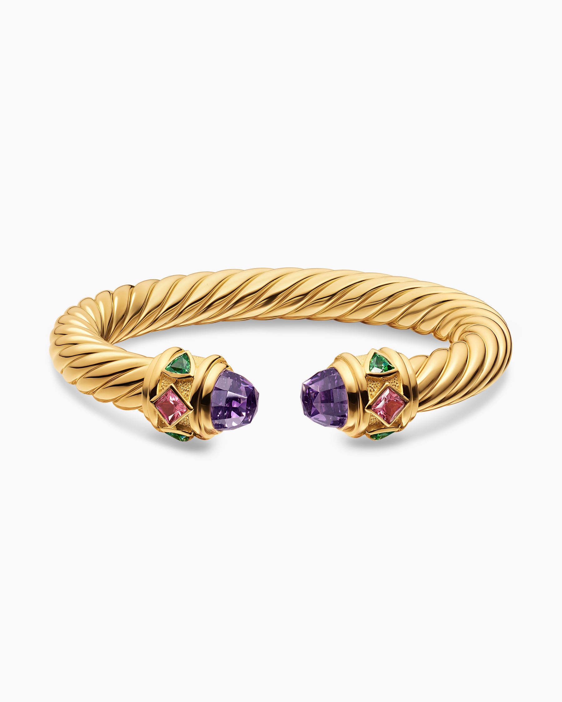 Renaissance Cablespira Bracelet in 18K Yellow Gold with Amethyst, Pink Tourmaline and Tsavorite, 9mm - Image 4