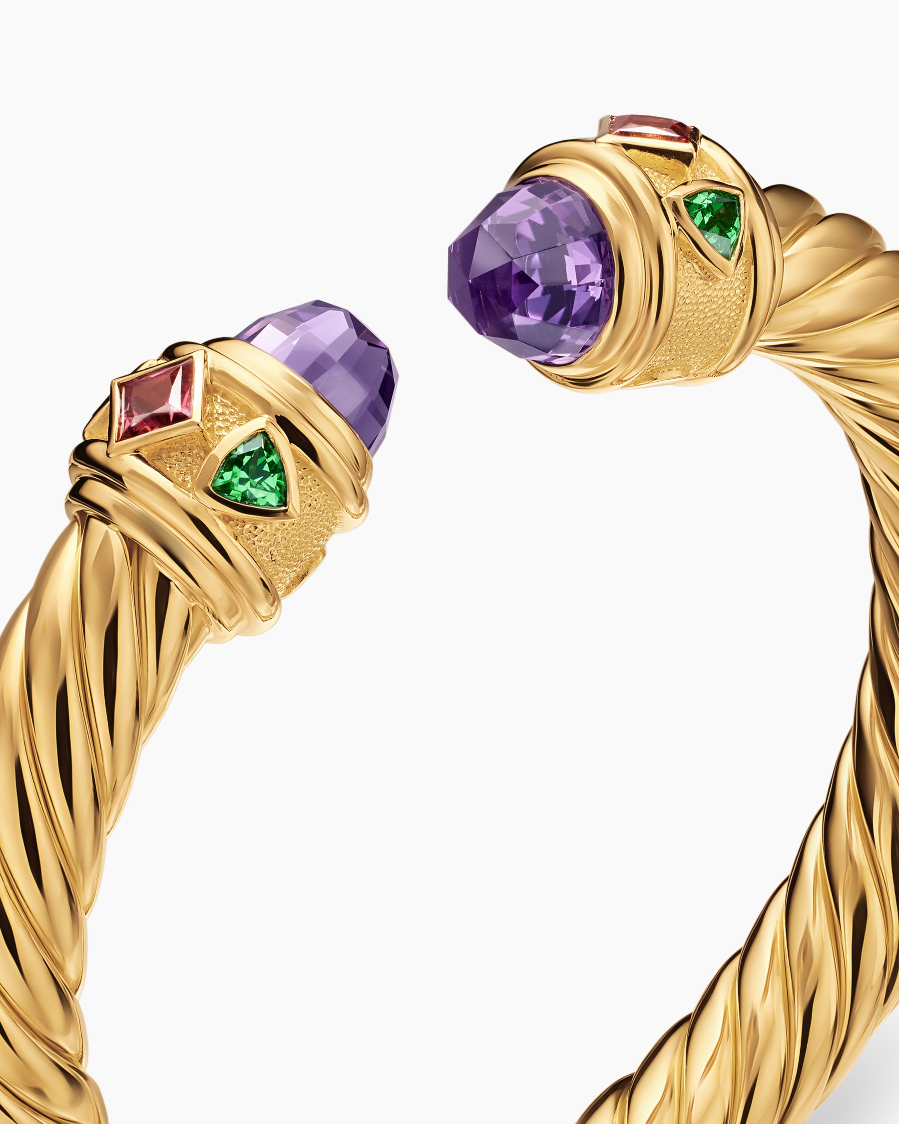Renaissance Cablespira Bracelet in 18K Yellow Gold with Amethyst, Pink Tourmaline and Tsavorite, 9mm - Image 5