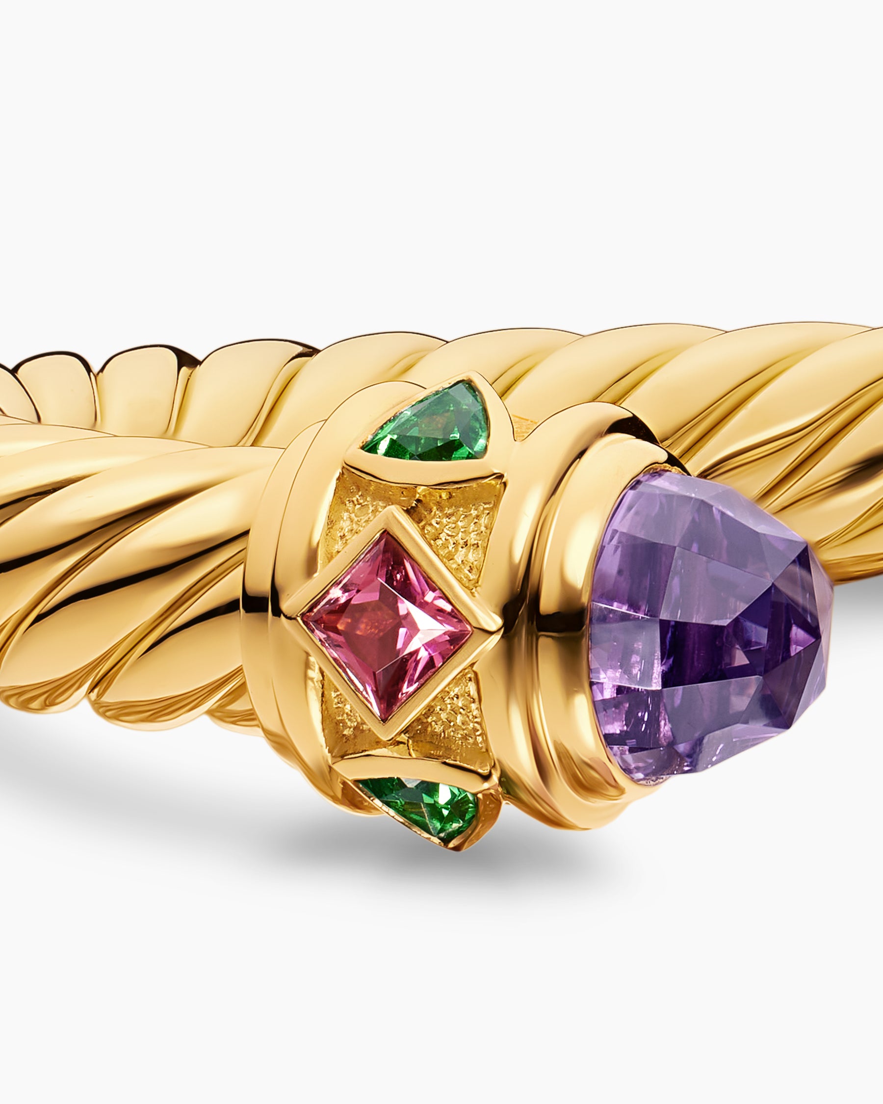 Renaissance Cablespira Bracelet in 18K Yellow Gold with Amethyst, Pink Tourmaline and Tsavorite, 9mm - Image 6
