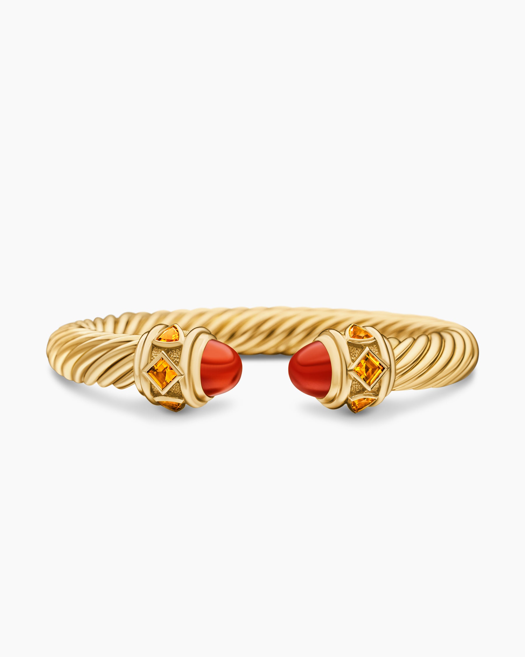 Renaissance Cablespira Bracelet in 18K Yellow Gold with Carnelian and Madeira Citrine, 9mm