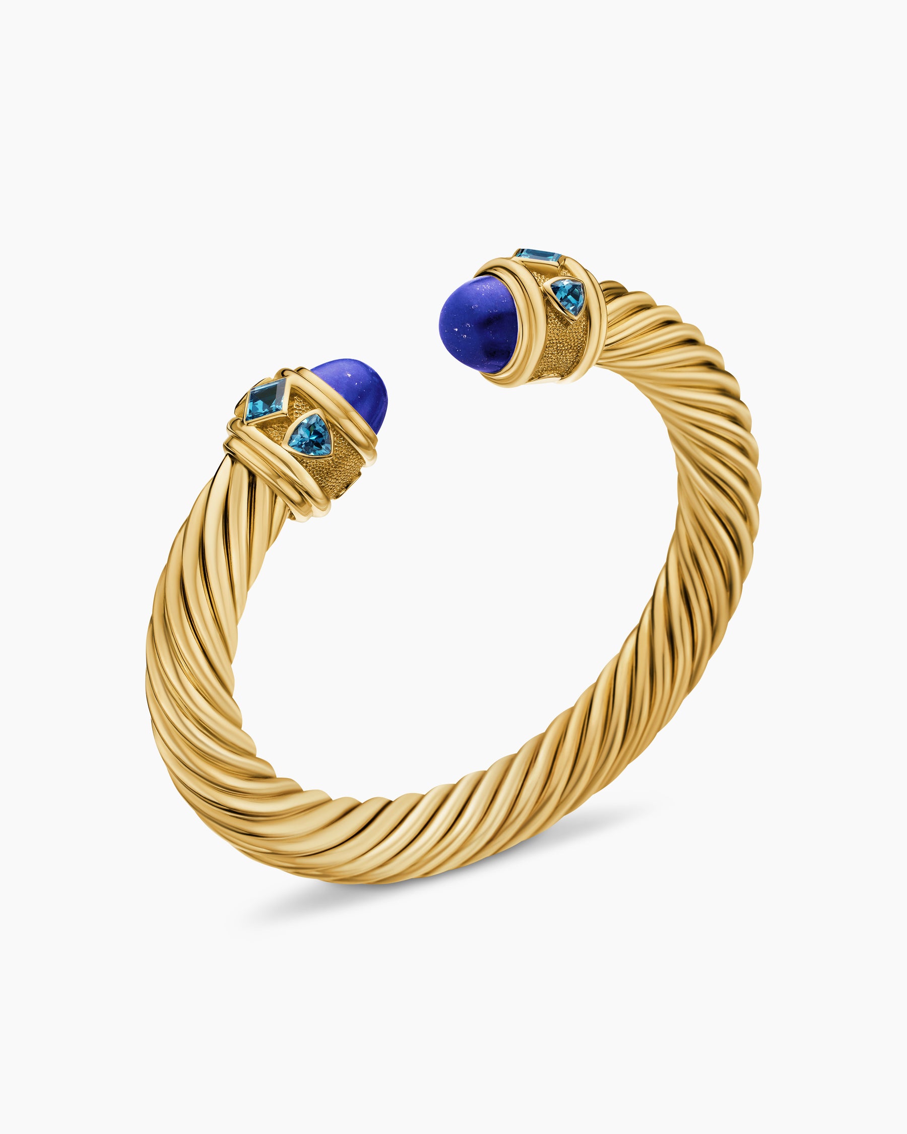 Renaissance Cablespira Bracelet in 18K Yellow Gold with Lapis and Hampton Blue Topaz, 9mm - Image 3