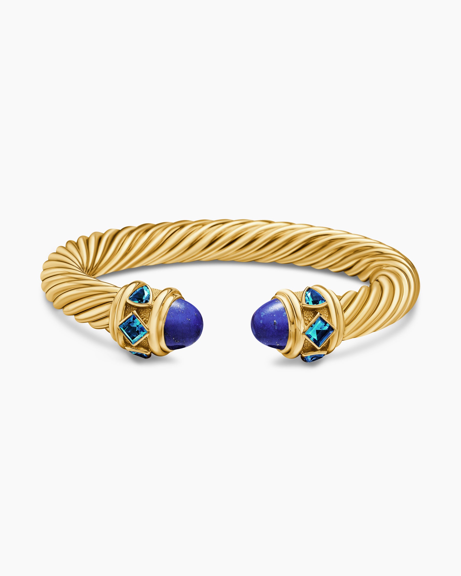 Renaissance Cablespira Bracelet in 18K Yellow Gold with Lapis and Hampton Blue Topaz, 9mm - Image 4