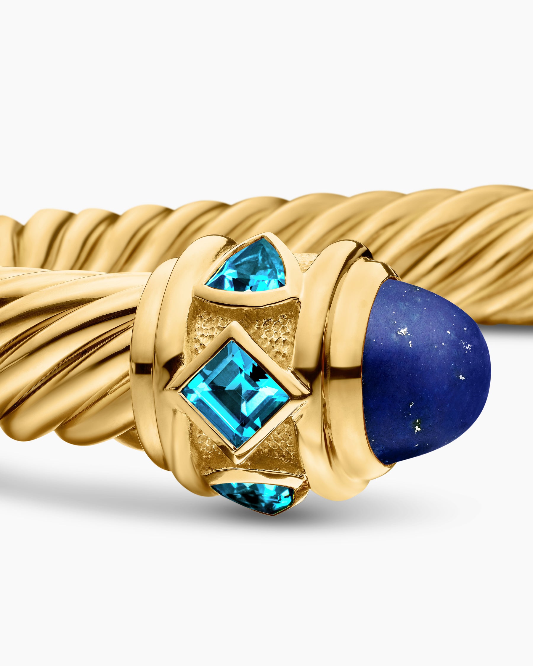 Renaissance Cablespira Bracelet in 18K Yellow Gold with Lapis and Hampton Blue Topaz, 9mm - Image 6