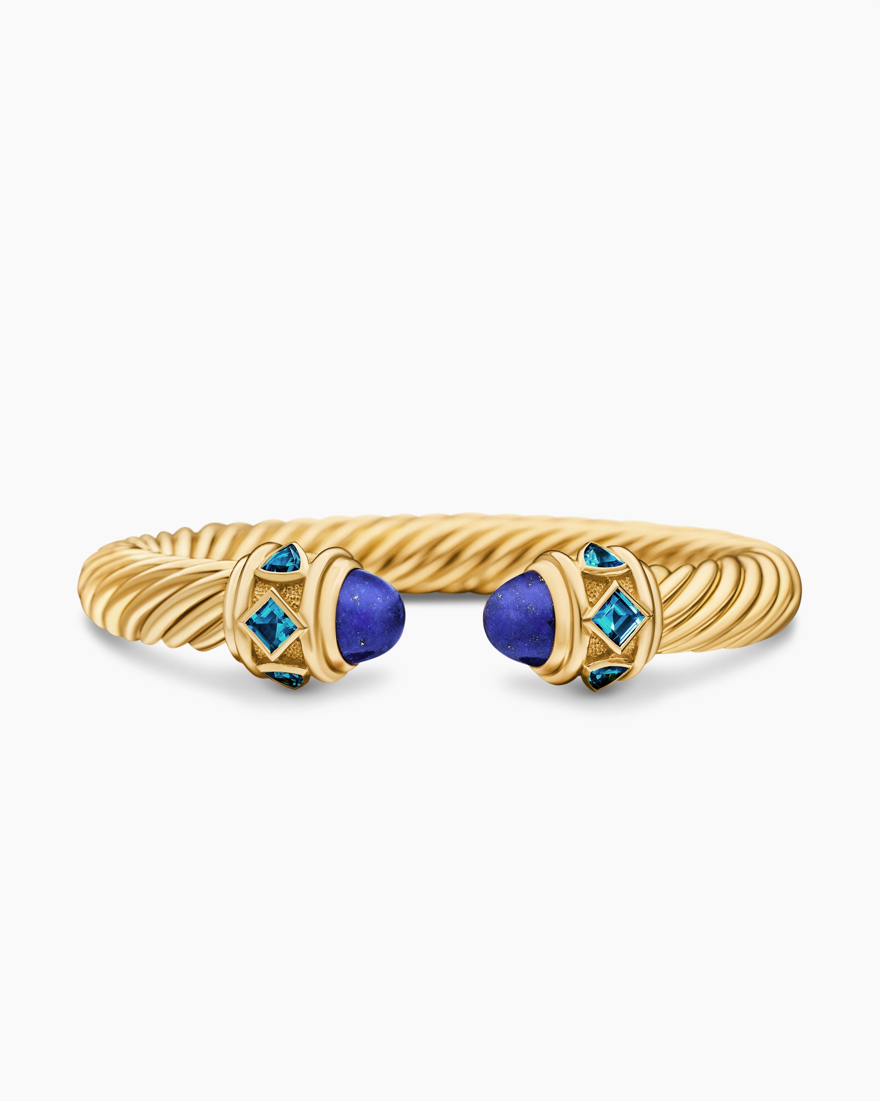 Renaissance Cablespira Bracelet in 18K Yellow Gold with Lapis and Hampton Blue Topaz, 9mm