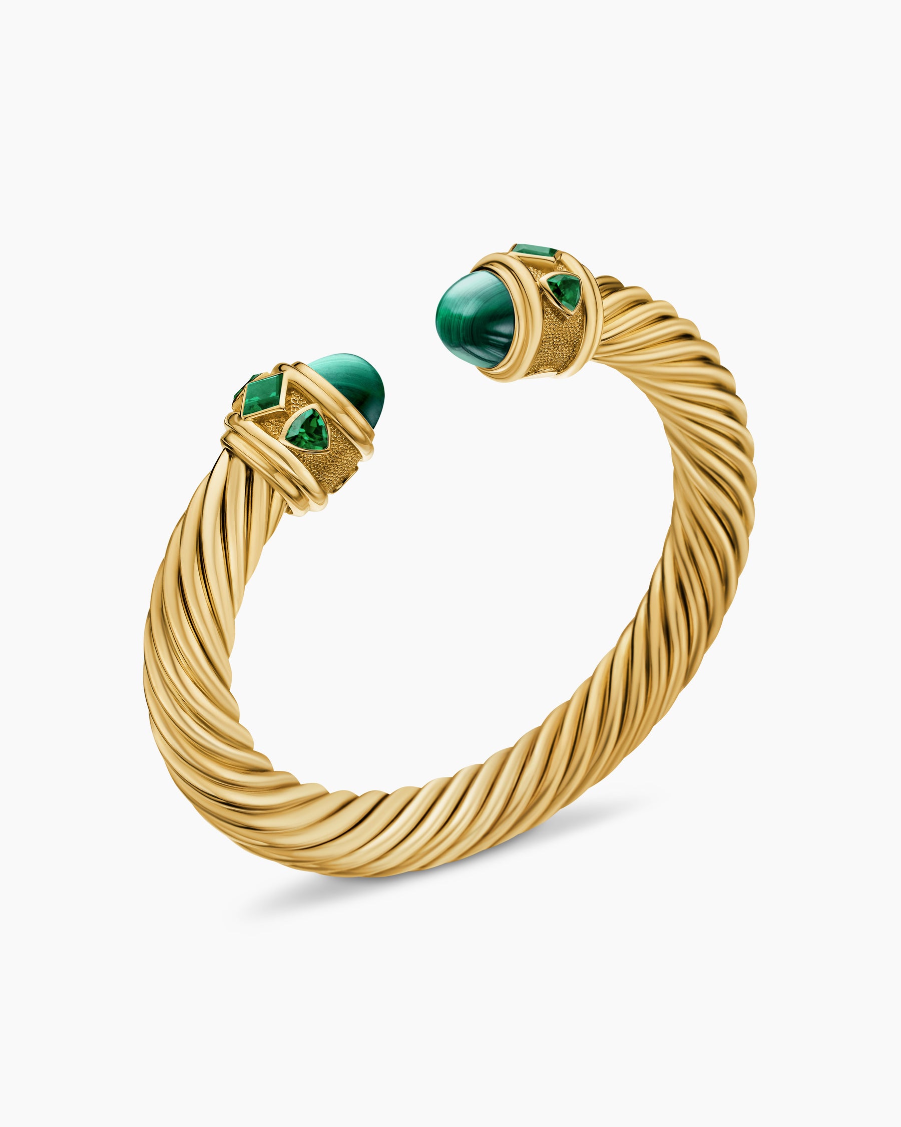Renaissance Cablespira Bracelet in 18K Yellow Gold with Malachite and Green Chrome Diopside, 9mm - Image 3