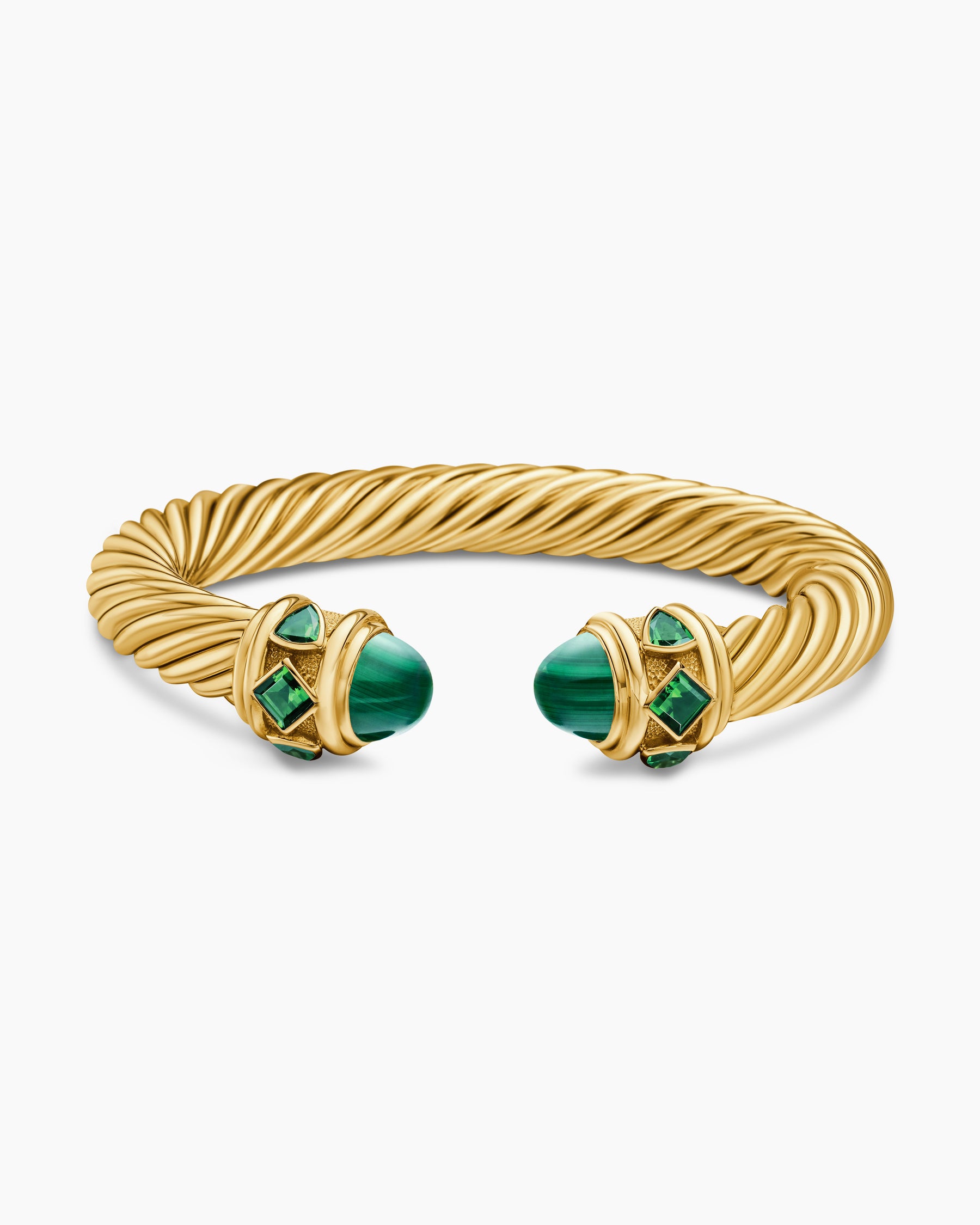 Renaissance Cablespira Bracelet in 18K Yellow Gold with Malachite and Green Chrome Diopside, 9mm - Image 4
