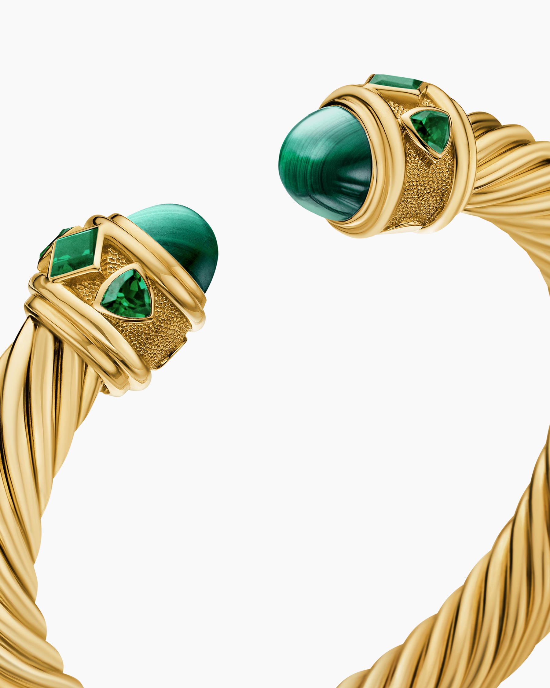 Renaissance Cablespira Bracelet in 18K Yellow Gold with Malachite and Green Chrome Diopside, 9mm - Image 5