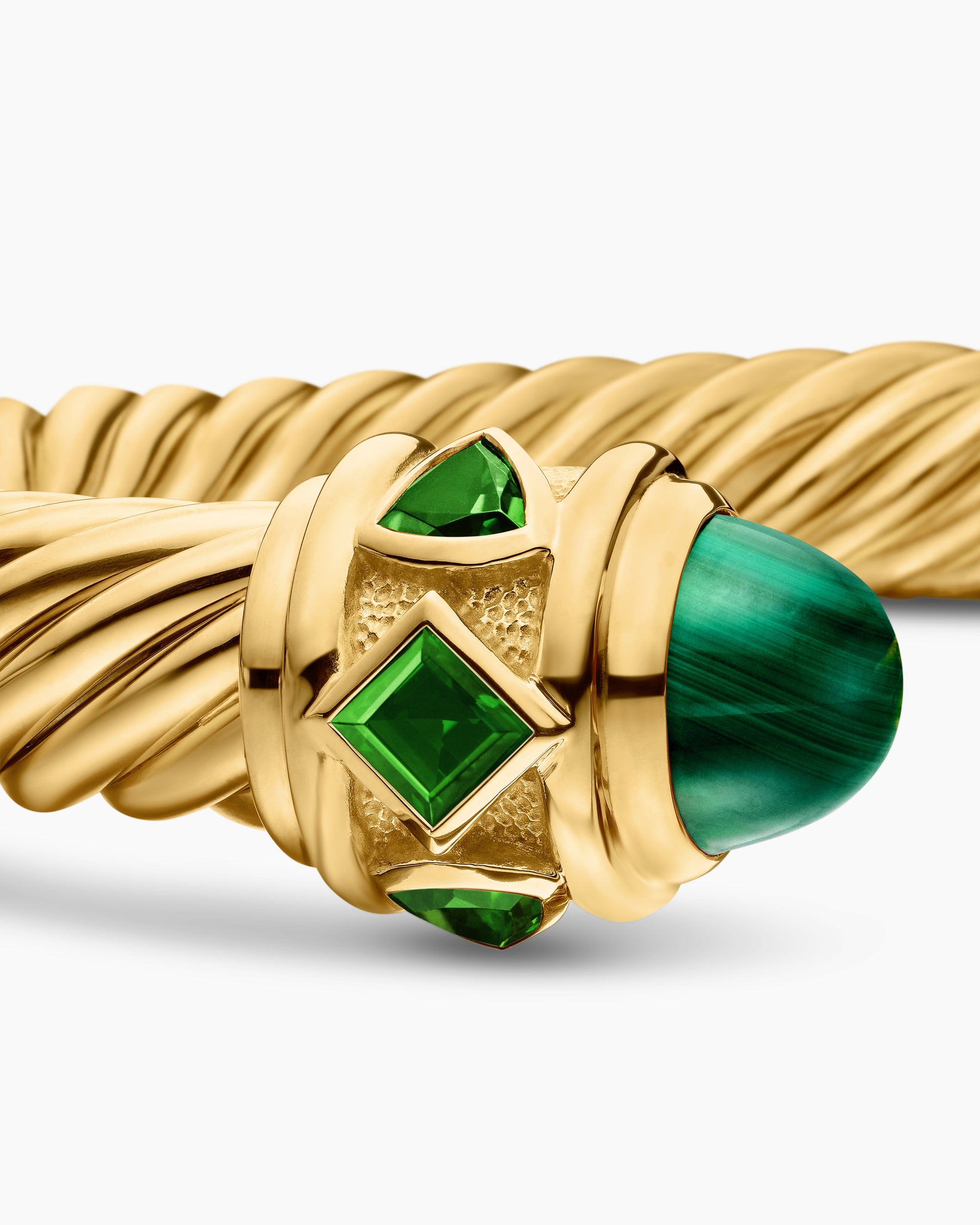 Renaissance Cablespira Bracelet in 18K Yellow Gold with Malachite and Green Chrome Diopside, 9mm - Image 6