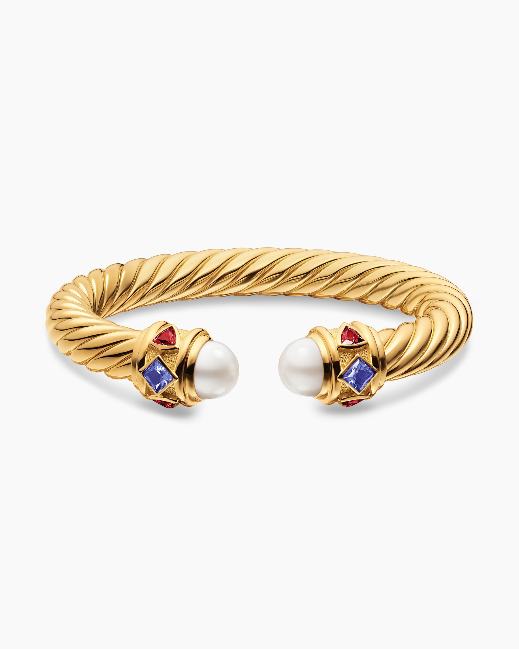 Renaissance Cablespira Bracelet in 18K Yellow Gold with Pearl, Iolite and Rhodolite Garnet, 9mm - Image 4