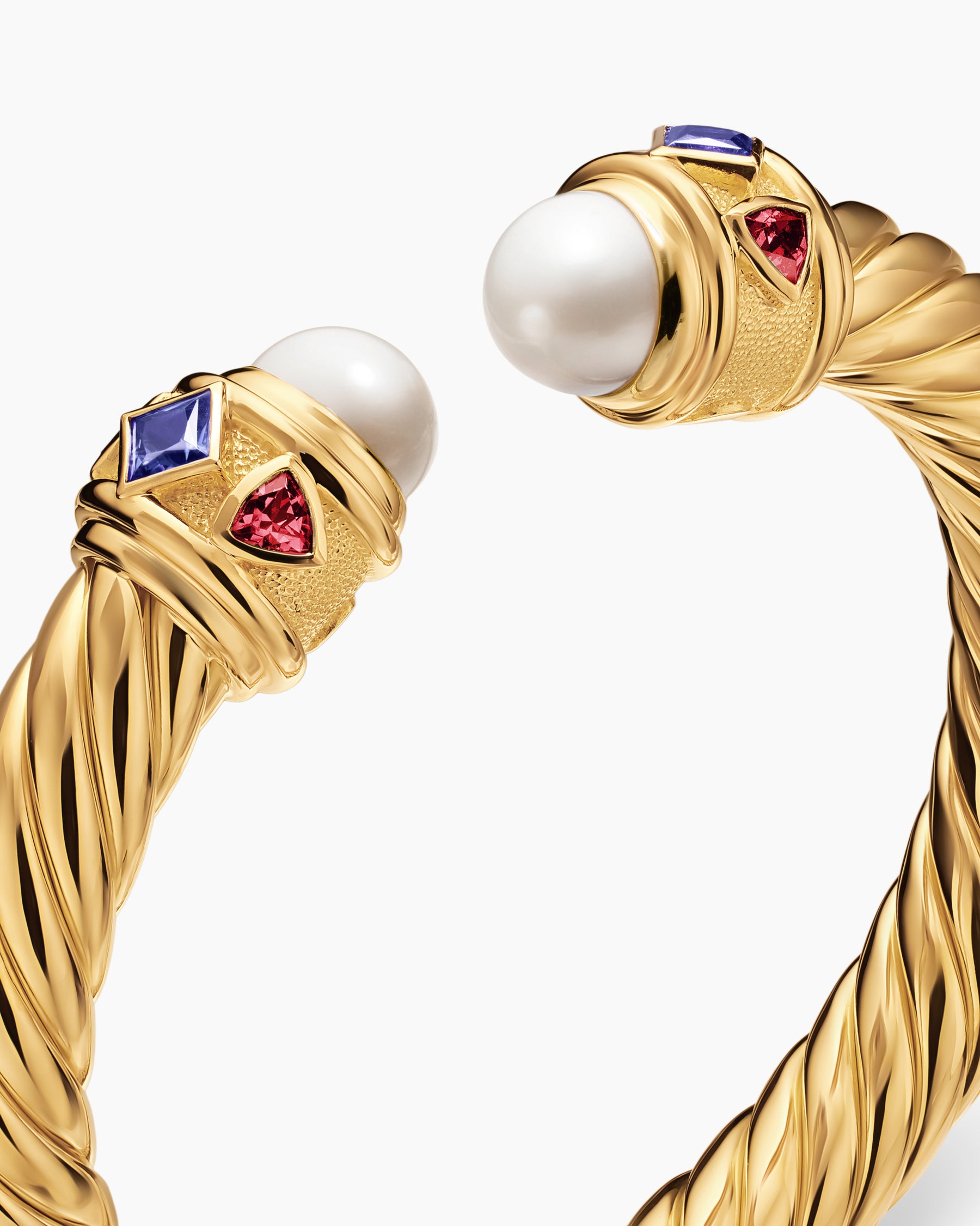 Renaissance Cablespira Bracelet in 18K Yellow Gold with Pearl, Iolite and Rhodolite Garnet, 9mm - Image 5