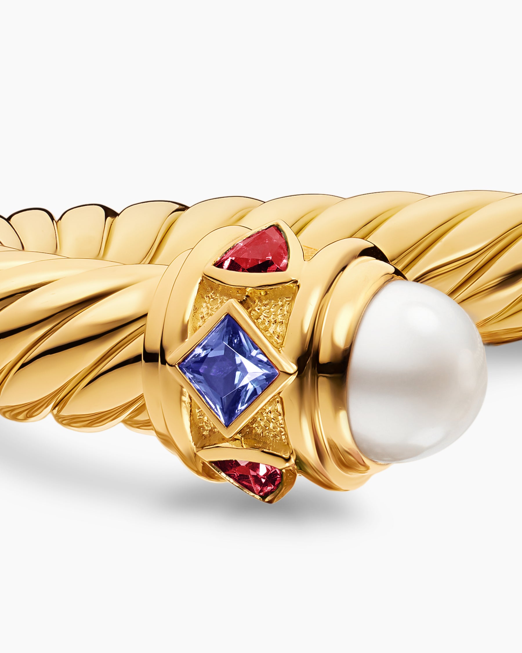 Renaissance Cablespira Bracelet in 18K Yellow Gold with Pearl, Iolite and Rhodolite Garnet, 9mm - Image 6