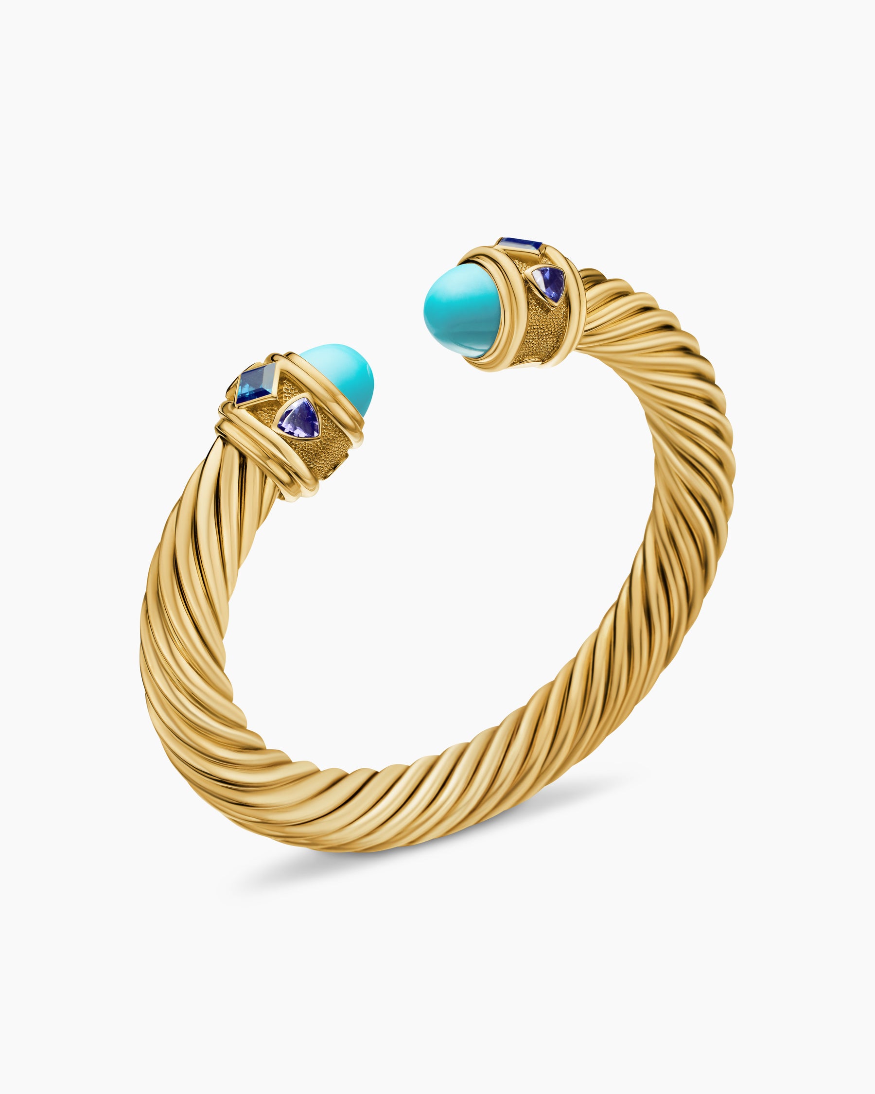 Renaissance Cablespira Bracelet in 18K Yellow Gold with Turquoise, Hampton Blue Topaz, and Iolite, 9mm - Image 3