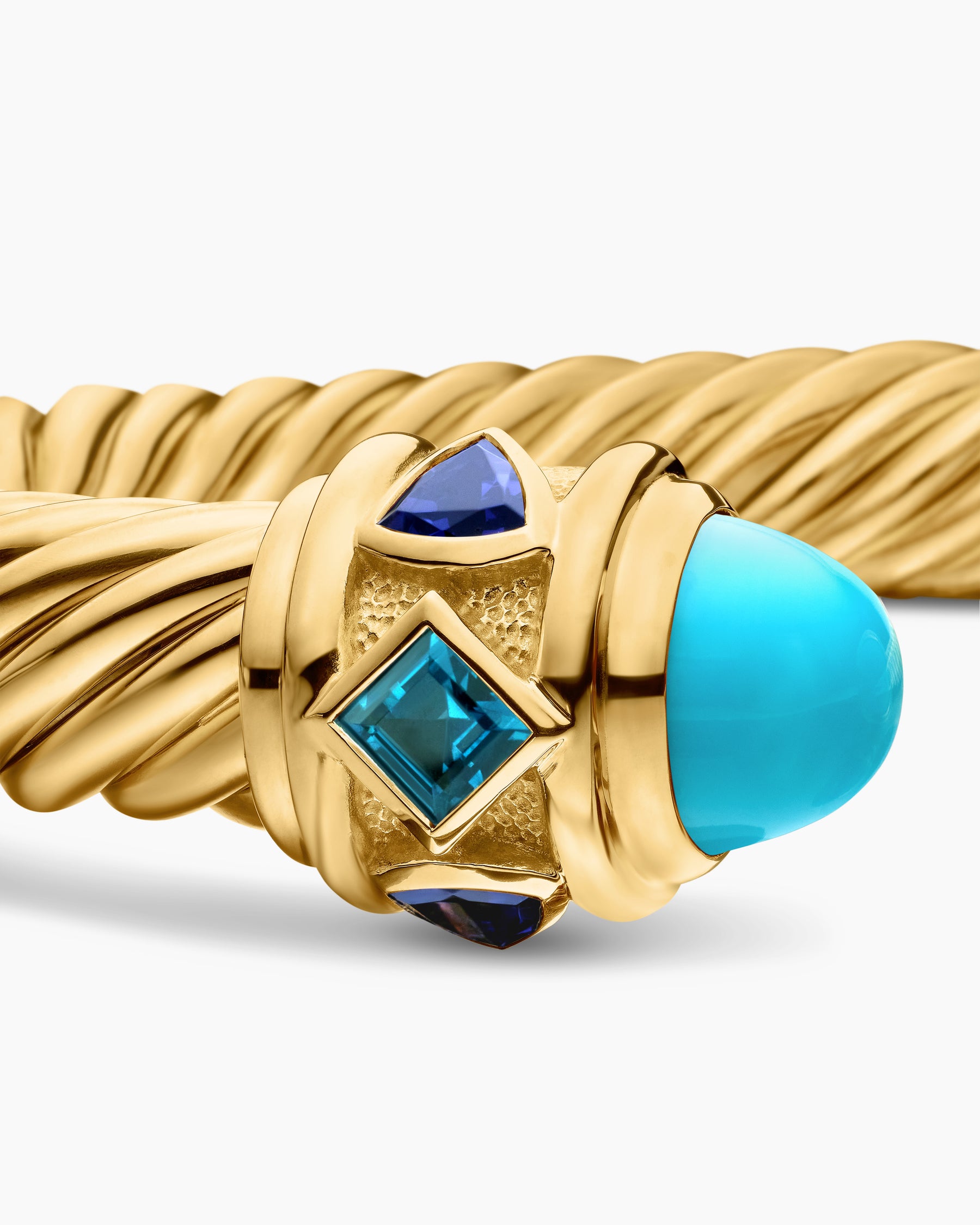 Renaissance Cablespira Bracelet in 18K Yellow Gold with Turquoise, Hampton Blue Topaz, and Iolite, 9mm - Image 6