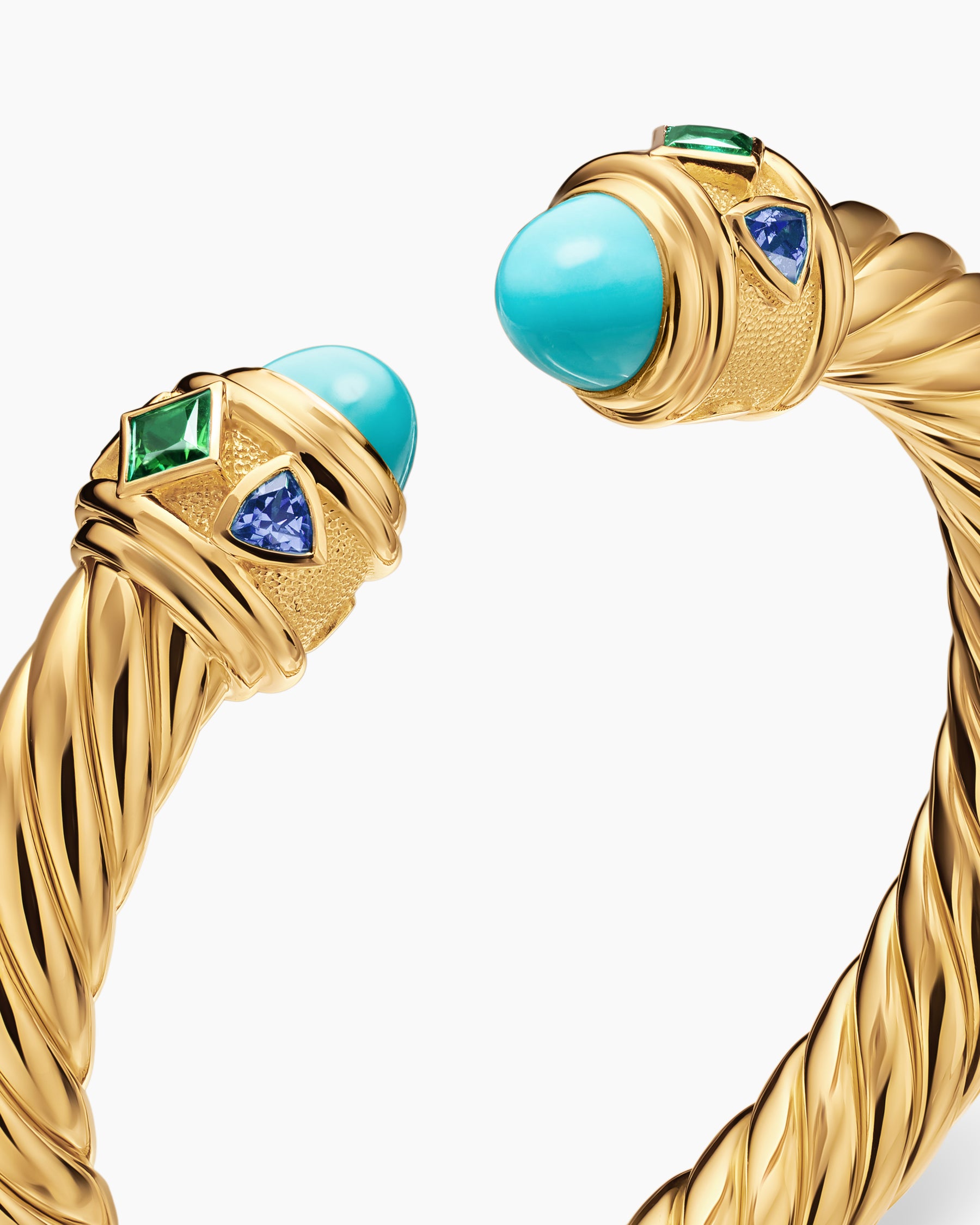 Renaissance Cablespira Bracelet in 18K Yellow Gold with Turquoise, Tsavorite and Tanzanite, 9mm - Image 5