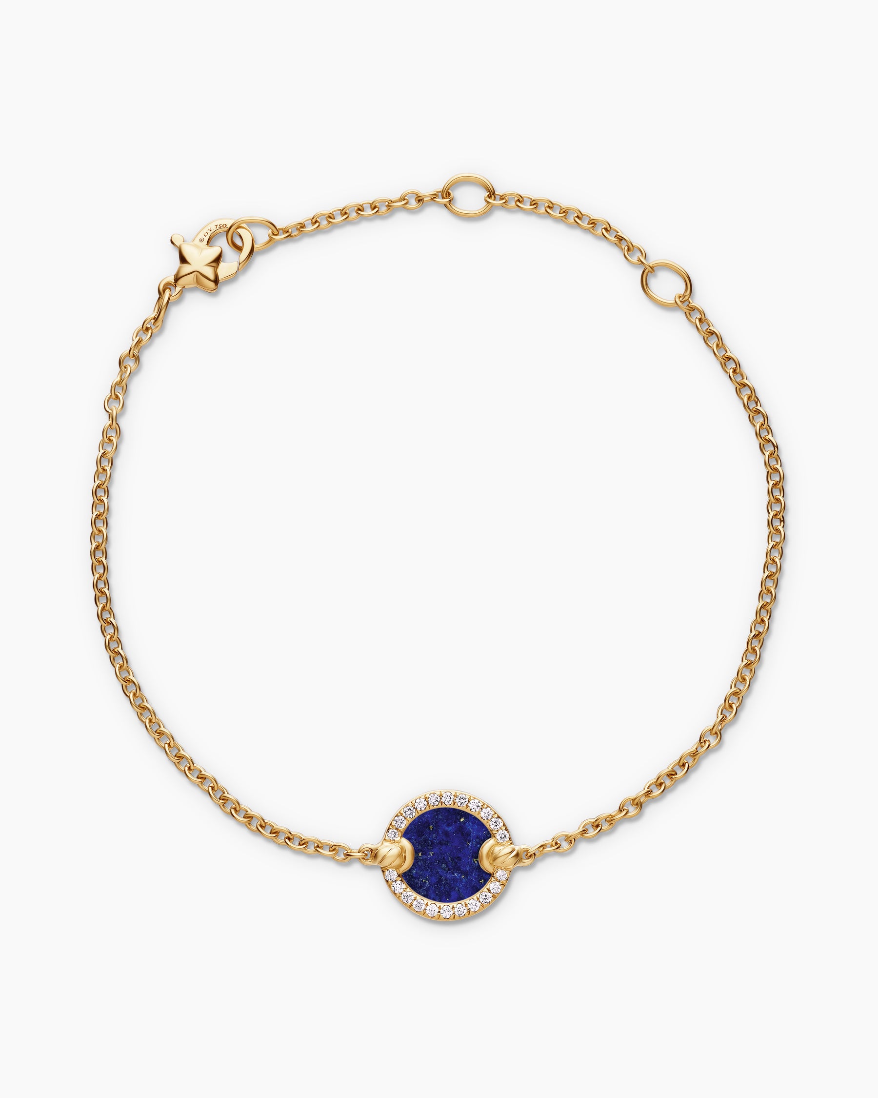 Petite DY Elements Center Station Chain Bracelet in 18K Yellow Gold with Lapis and Diamonds, 11mm - Image 3