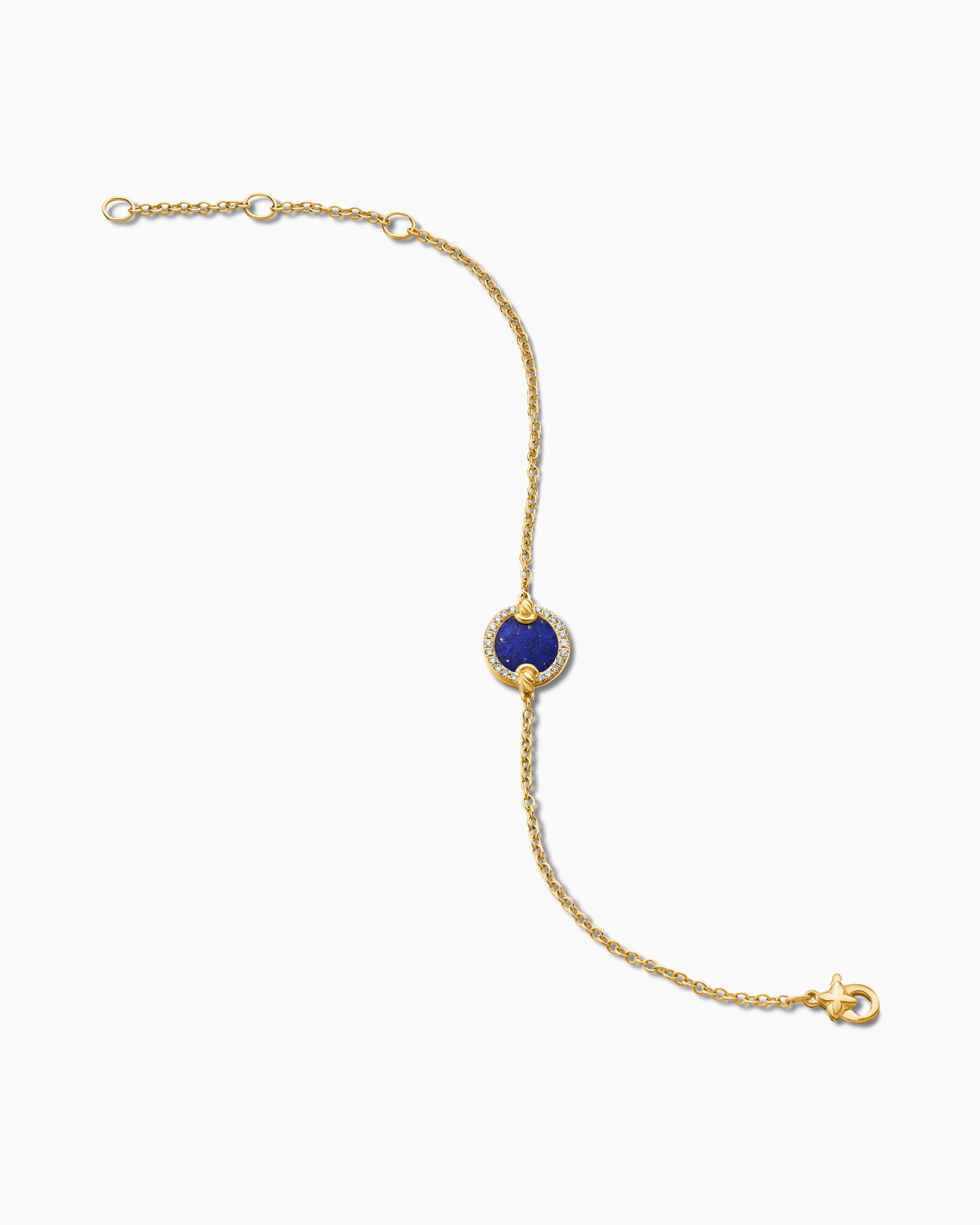 Petite DY Elements Center Station Chain Bracelet in 18K Yellow Gold with Lapis and Diamonds, 11mm - Image 4
