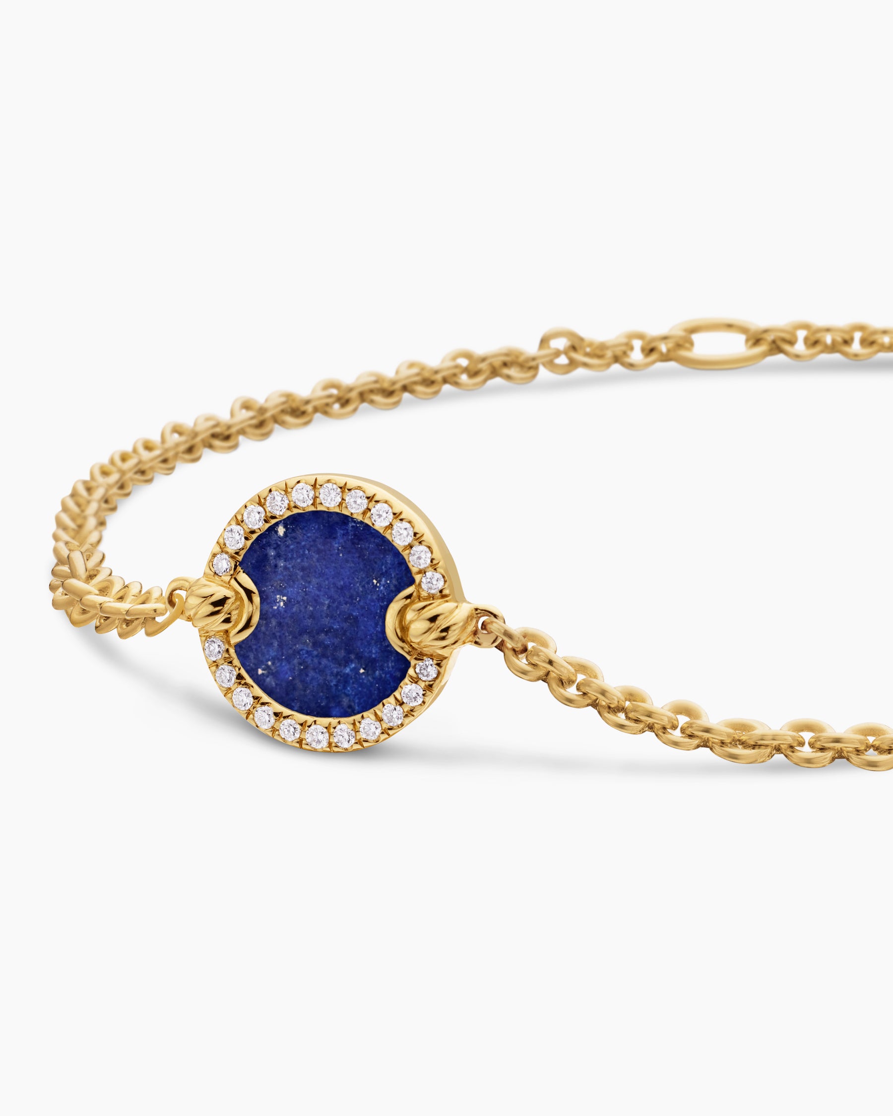 Petite DY Elements Center Station Chain Bracelet in 18K Yellow Gold with Lapis and Diamonds, 11mm - Image 7