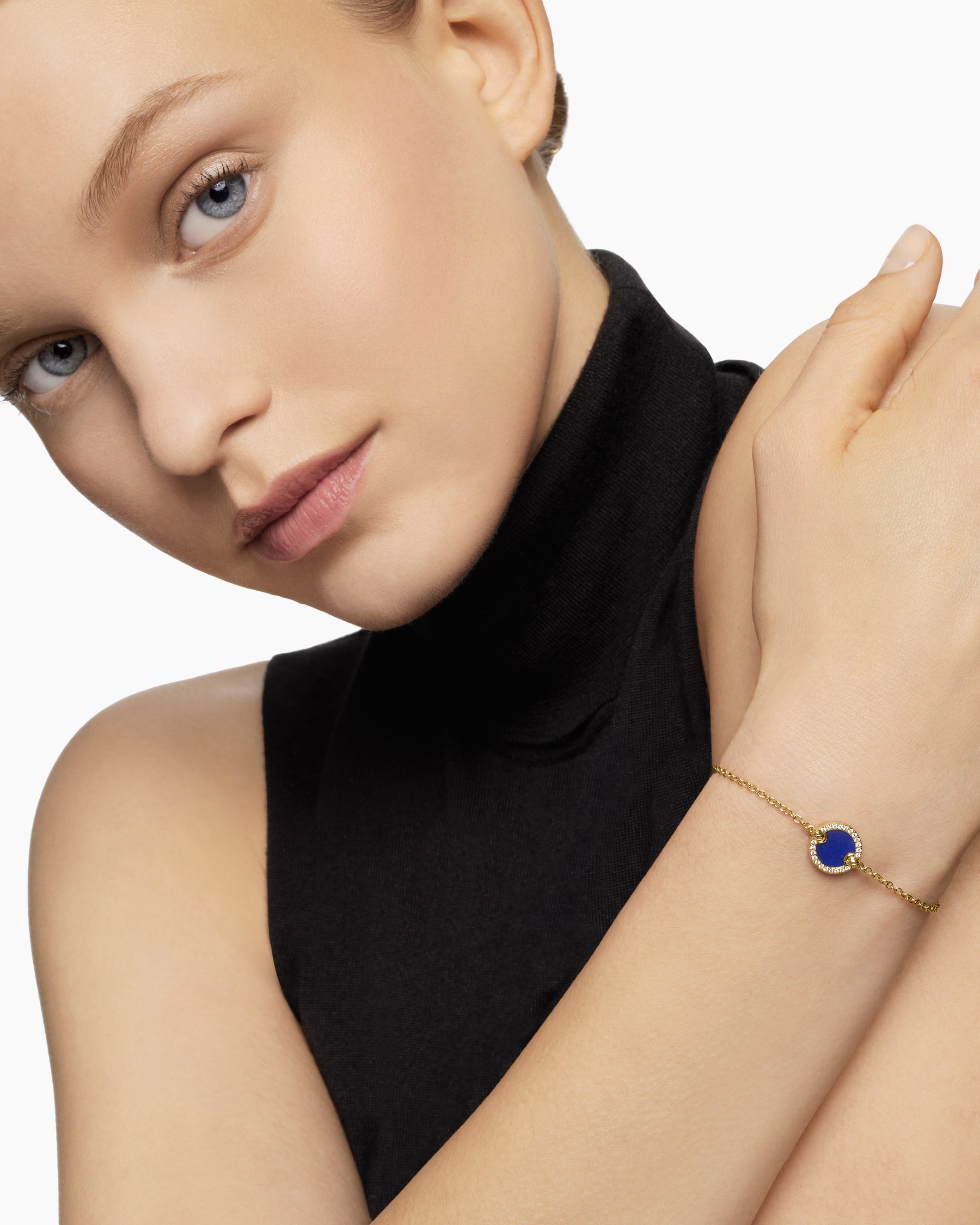 Petite DY Elements Center Station Chain Bracelet in 18K Yellow Gold with Lapis and Diamonds, 11mm - Image 8