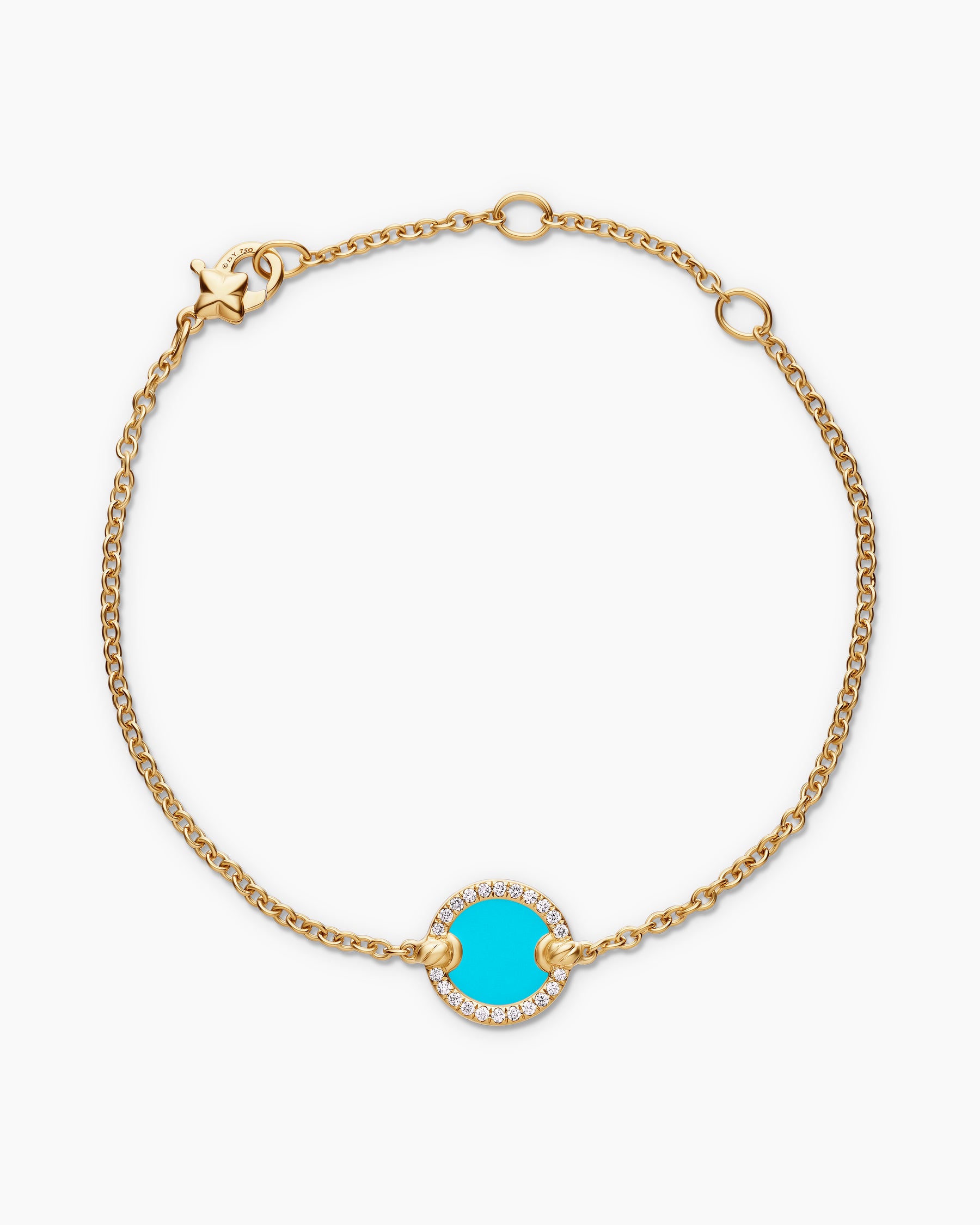 Petite DY Elements Center Station Chain Bracelet in 18K Yellow Gold with Turquoise and Diamonds, 11mm - Image 3
