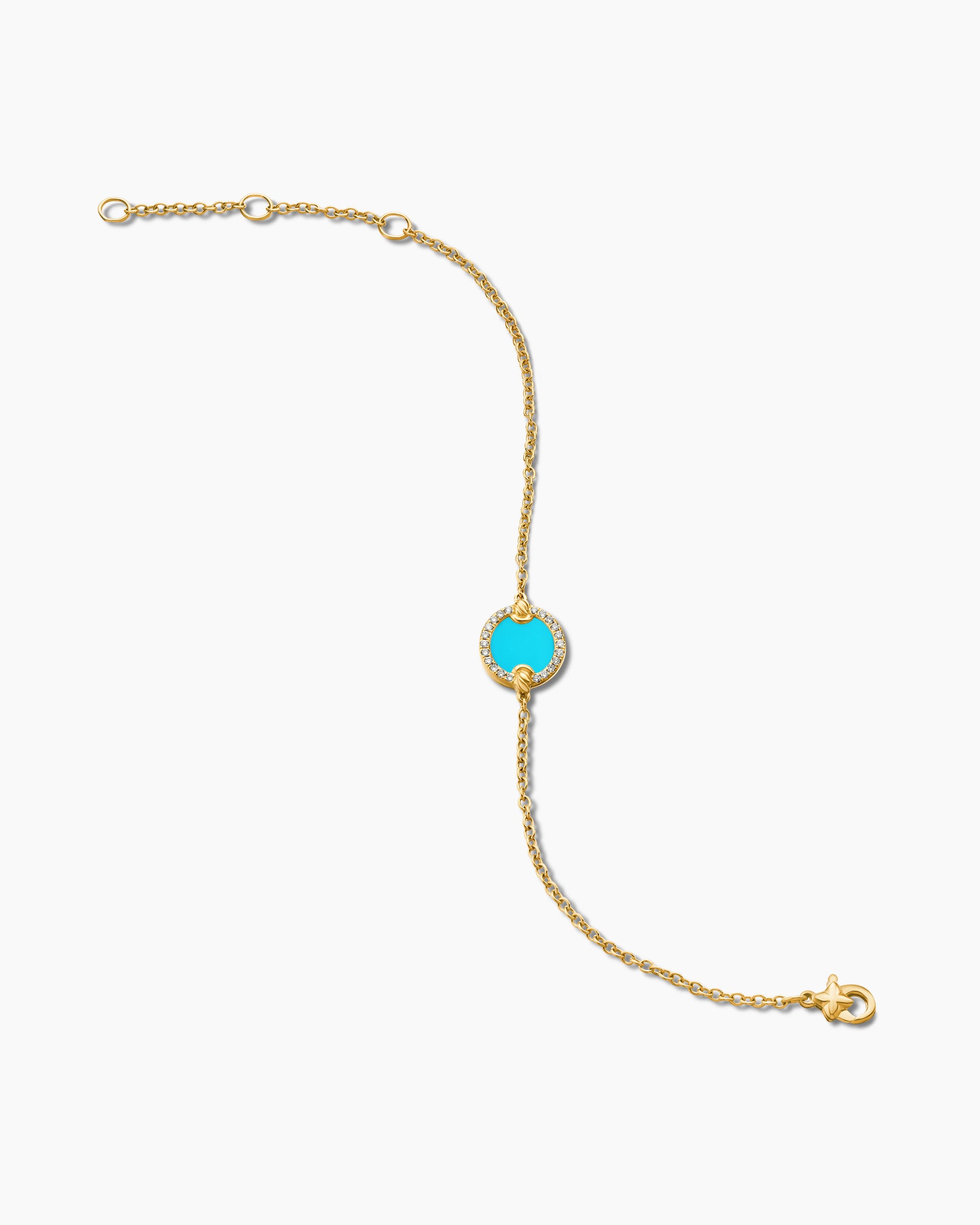 Petite DY Elements Center Station Chain Bracelet in 18K Yellow Gold with Turquoise and Diamonds, 11mm - Image 4