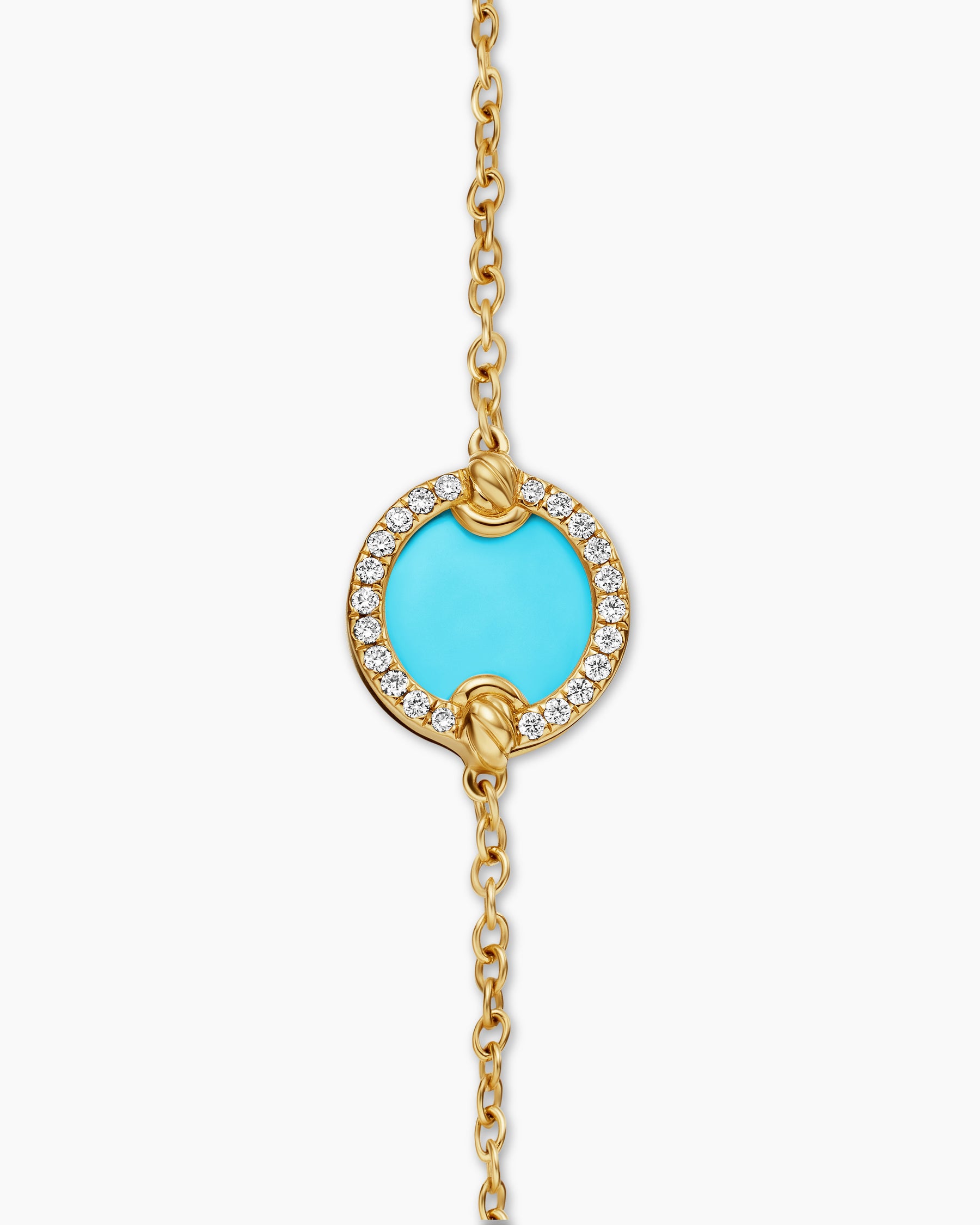 Petite DY Elements Center Station Chain Bracelet in 18K Yellow Gold with Turquoise and Diamonds, 11mm - Image 6