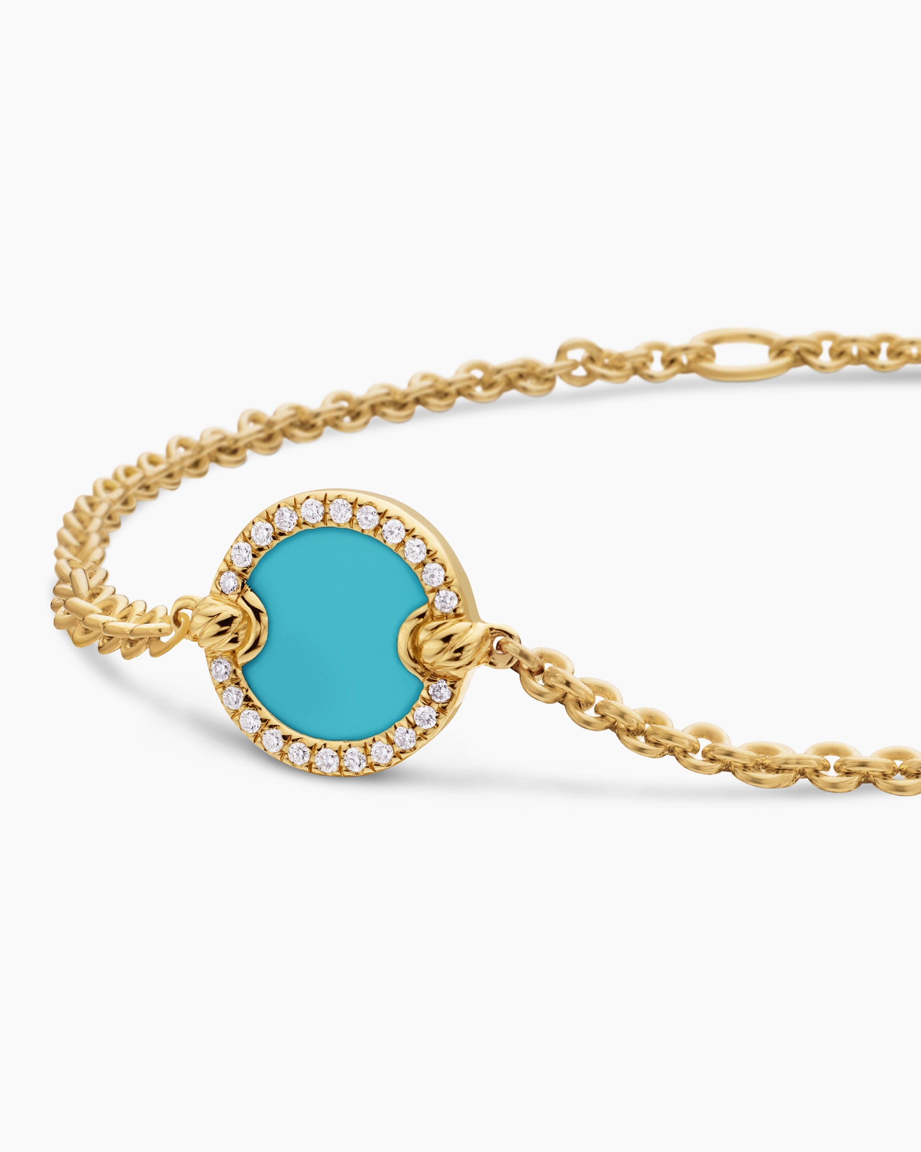 Petite DY Elements Center Station Chain Bracelet in 18K Yellow Gold with Turquoise and Diamonds, 11mm - Image 7