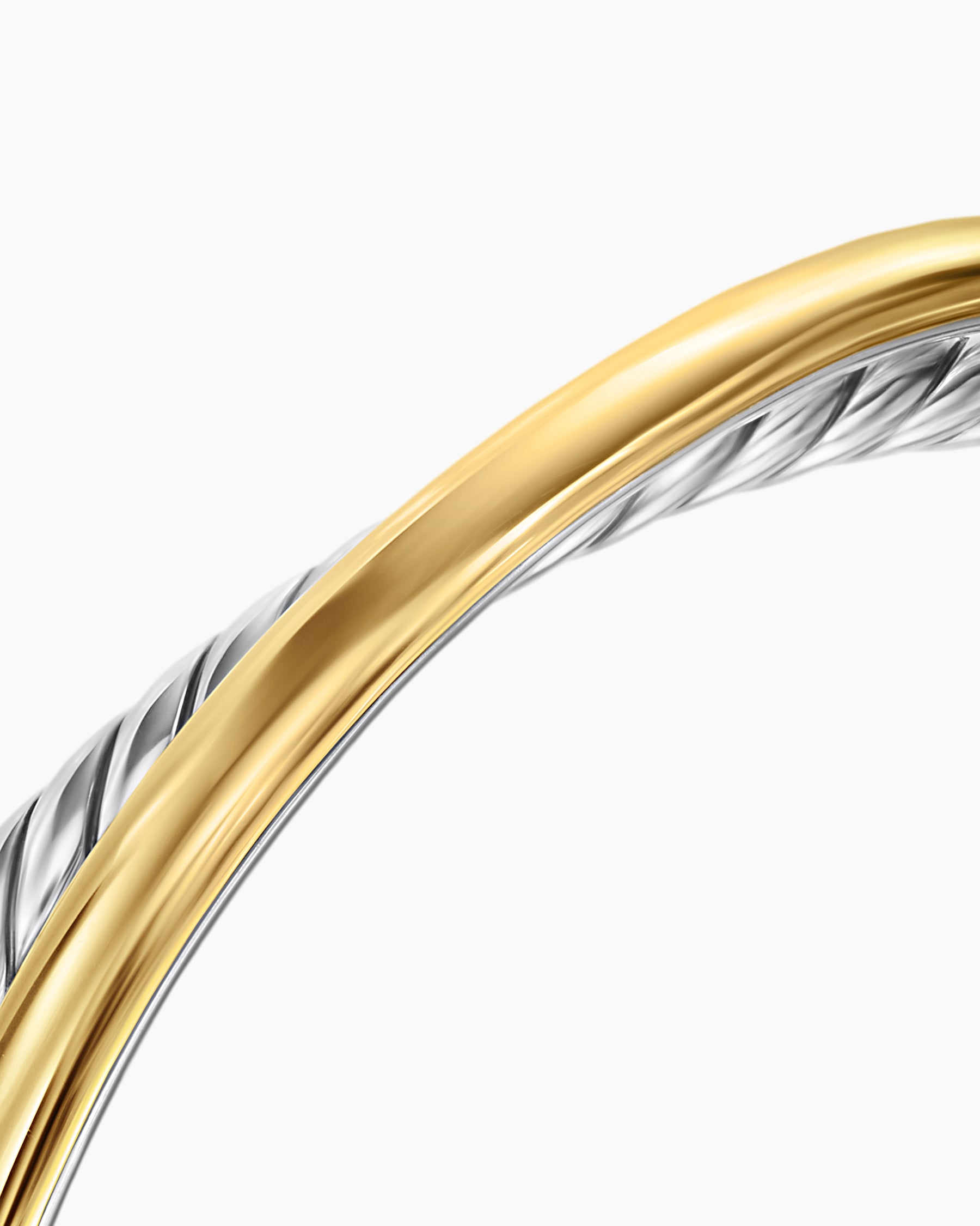 Crossover Two Row Cuff Bracelet in Sterling Silver with 14K Yellow Gold, 10.7mm - Image 5
