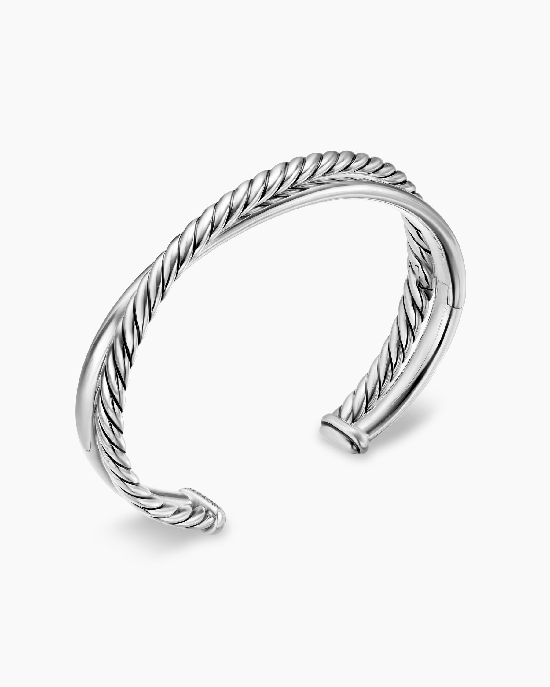Crossover Two Row Cuff Bracelet in Sterling Silver, 10.7mm - Image 3
