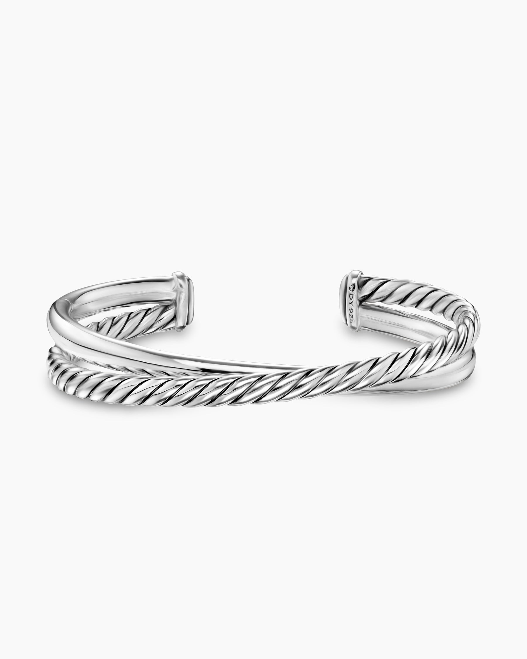Crossover Two Row Cuff Bracelet in Sterling Silver, 10.7mm - Image 4