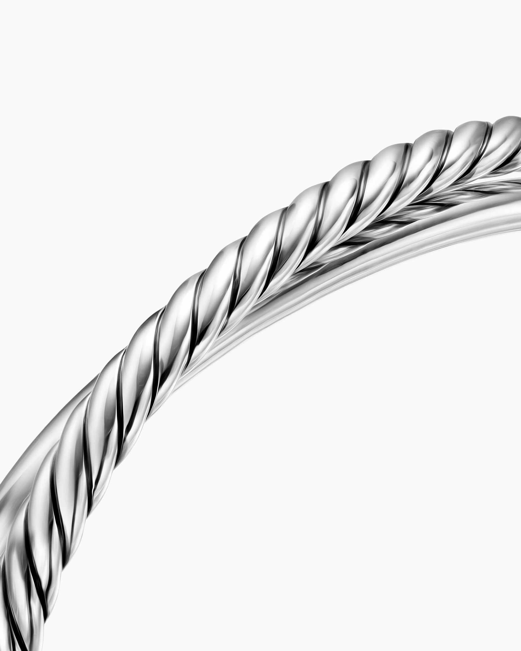Crossover Two Row Cuff Bracelet in Sterling Silver, 10.7mm - Image 5