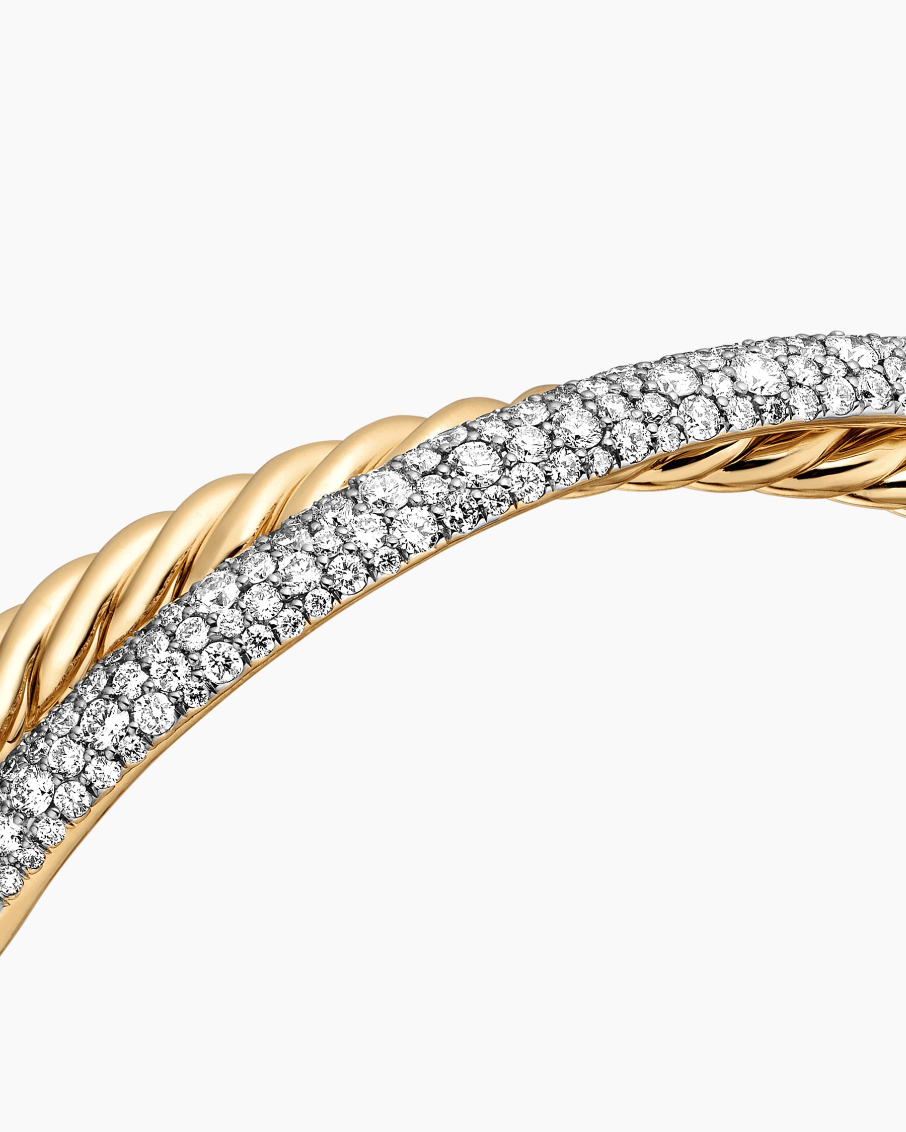 Pavé Crossover Two Row Cuff Bracelet in 18K Yellow Gold with Diamonds, 10.7mm - Image 5