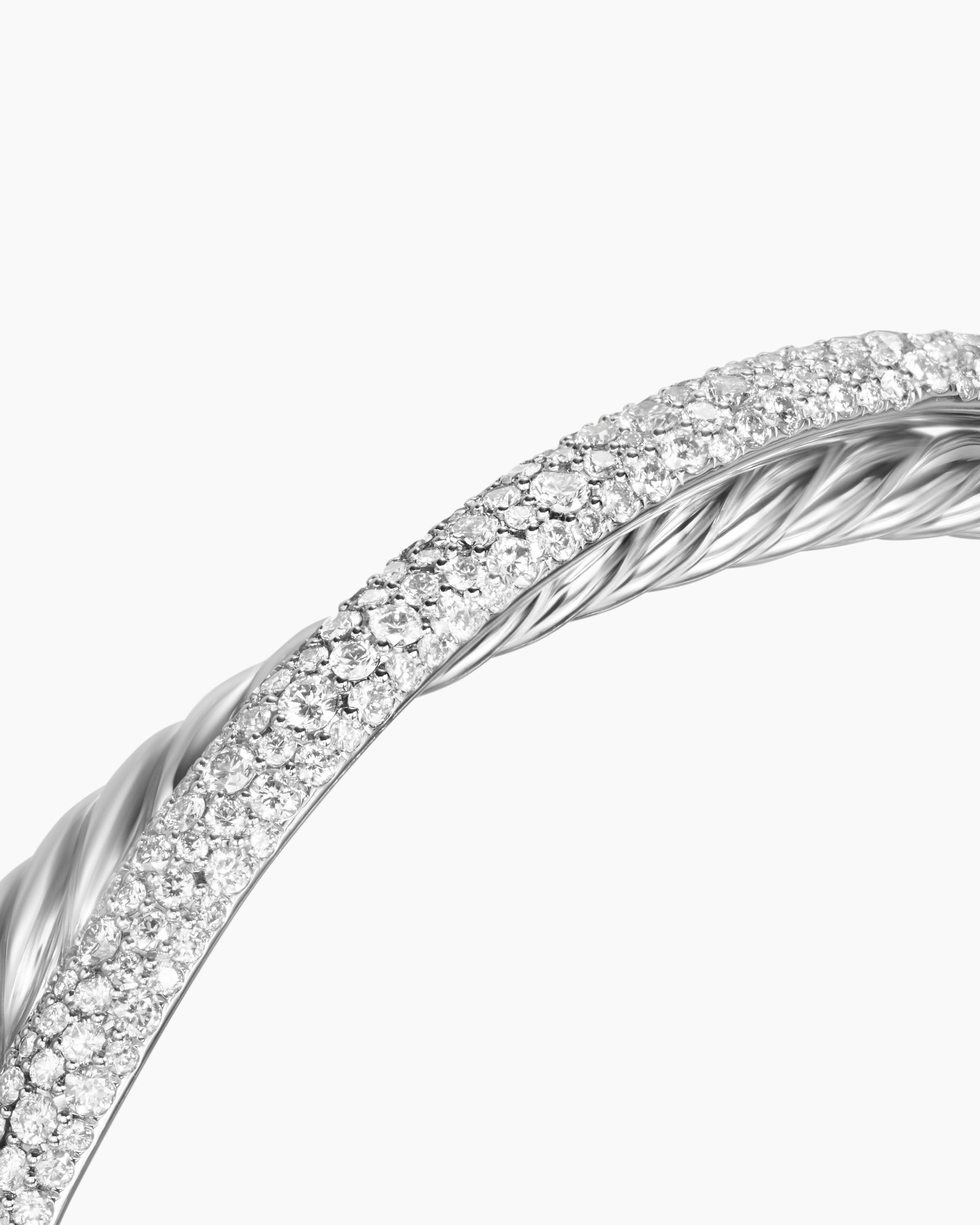 Pavé Crossover Two Row Cuff Bracelet in Sterling Silver with Diamonds, 10.7mm - Image 5