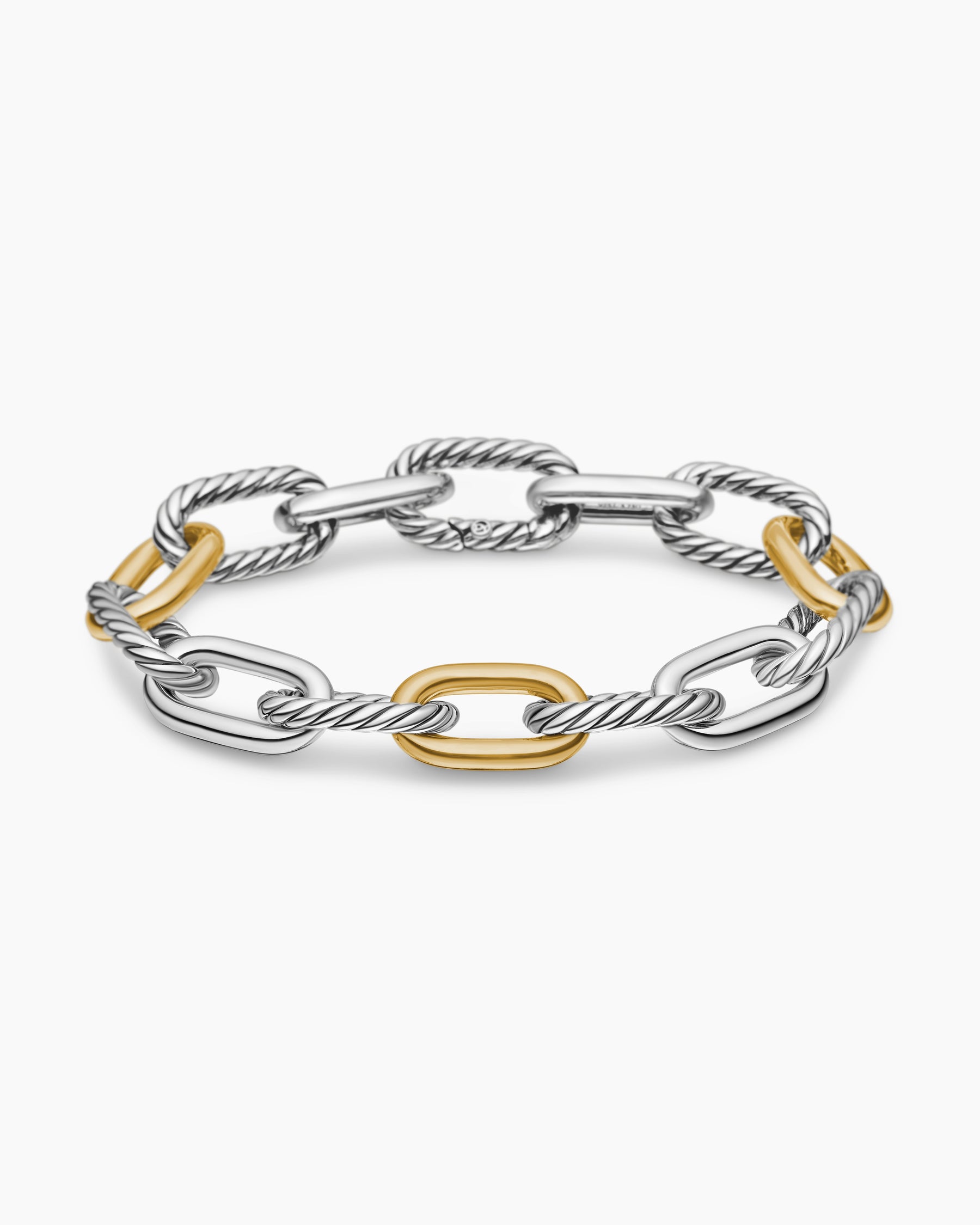 DY Madison Chain Bracelet in Sterling Silver with 18K Yellow Gold, 11mm