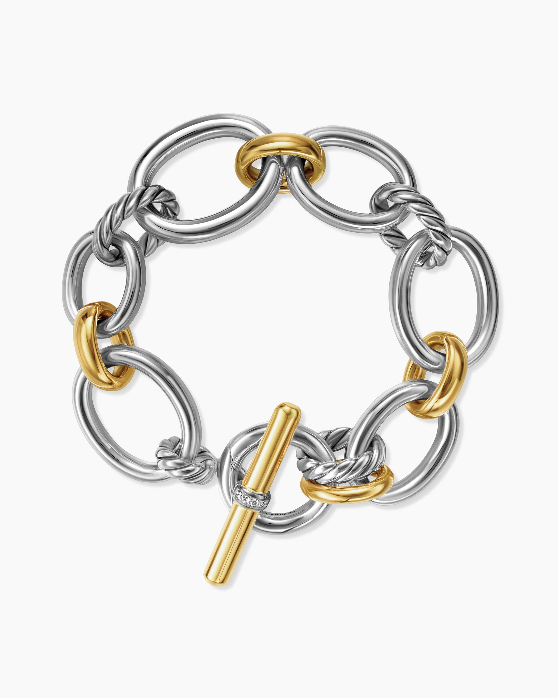 DY Mercer Chain Bracelet in Sterling Silver with 18K Yellow Gold and Diamonds, 20mm - Image 3