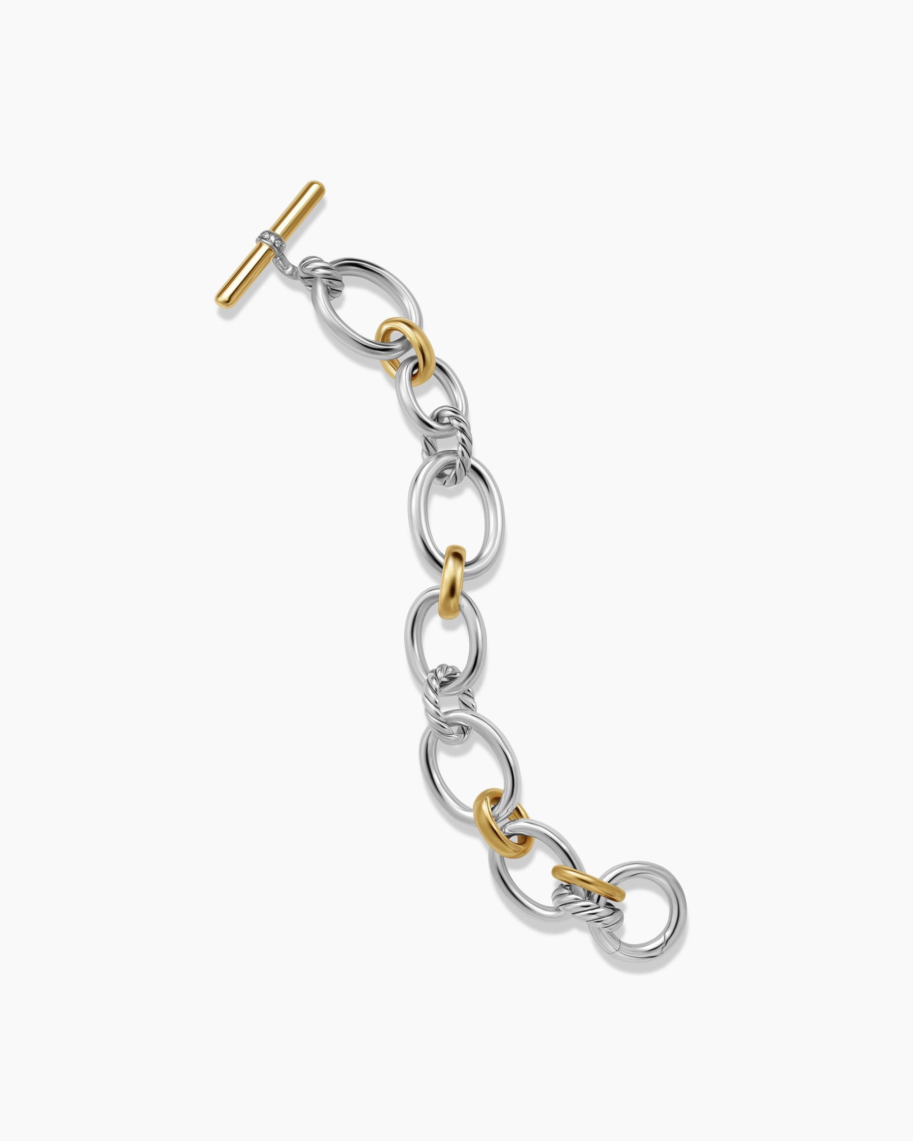 DY Mercer Chain Bracelet in Sterling Silver with 18K Yellow Gold and Diamonds, 20mm - Image 4