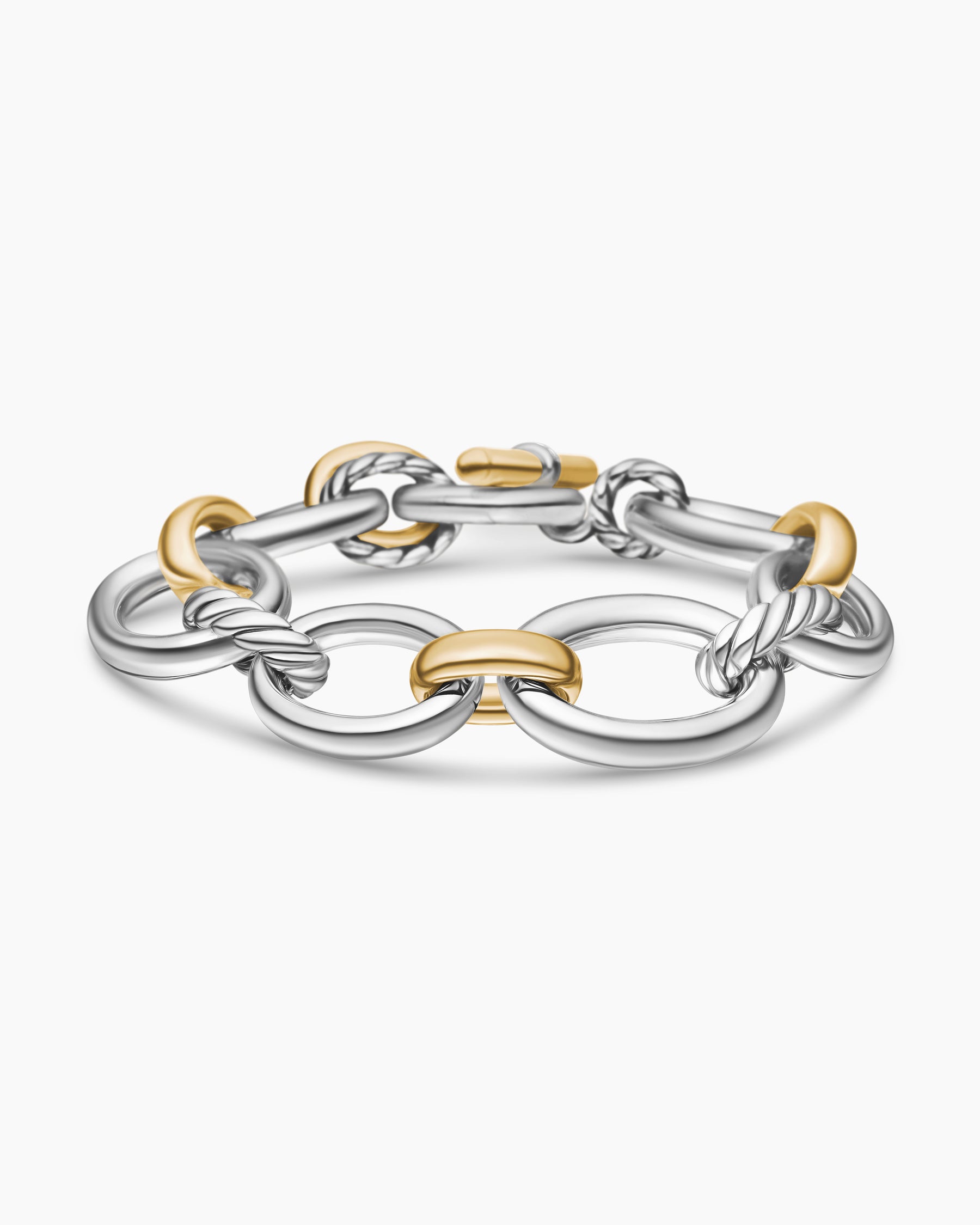 DY Mercer Chain Bracelet in Sterling Silver with 18K Yellow Gold and Diamonds, 20mm - Image 5