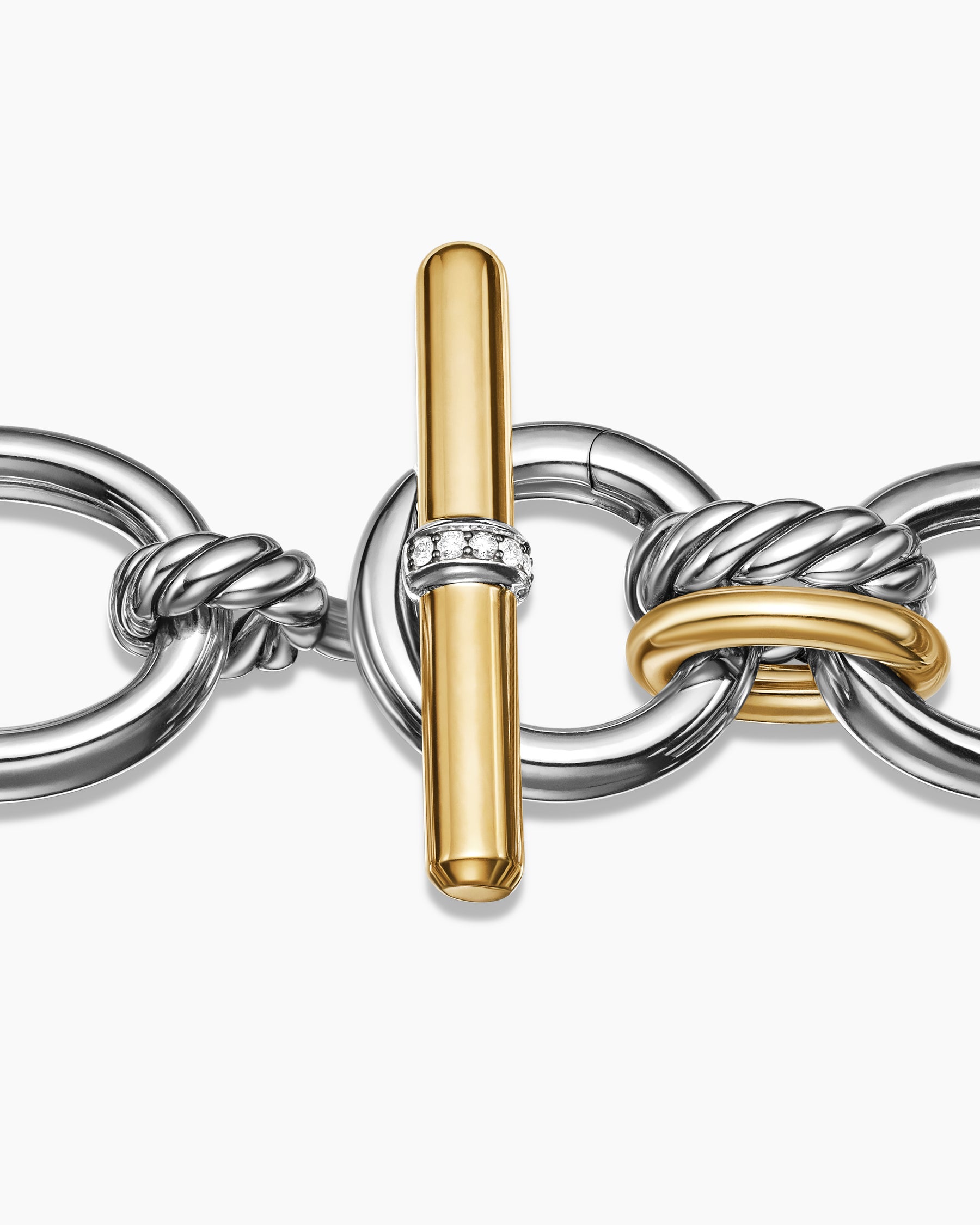 DY Mercer Chain Bracelet in Sterling Silver with 18K Yellow Gold and Diamonds, 20mm - Image 7