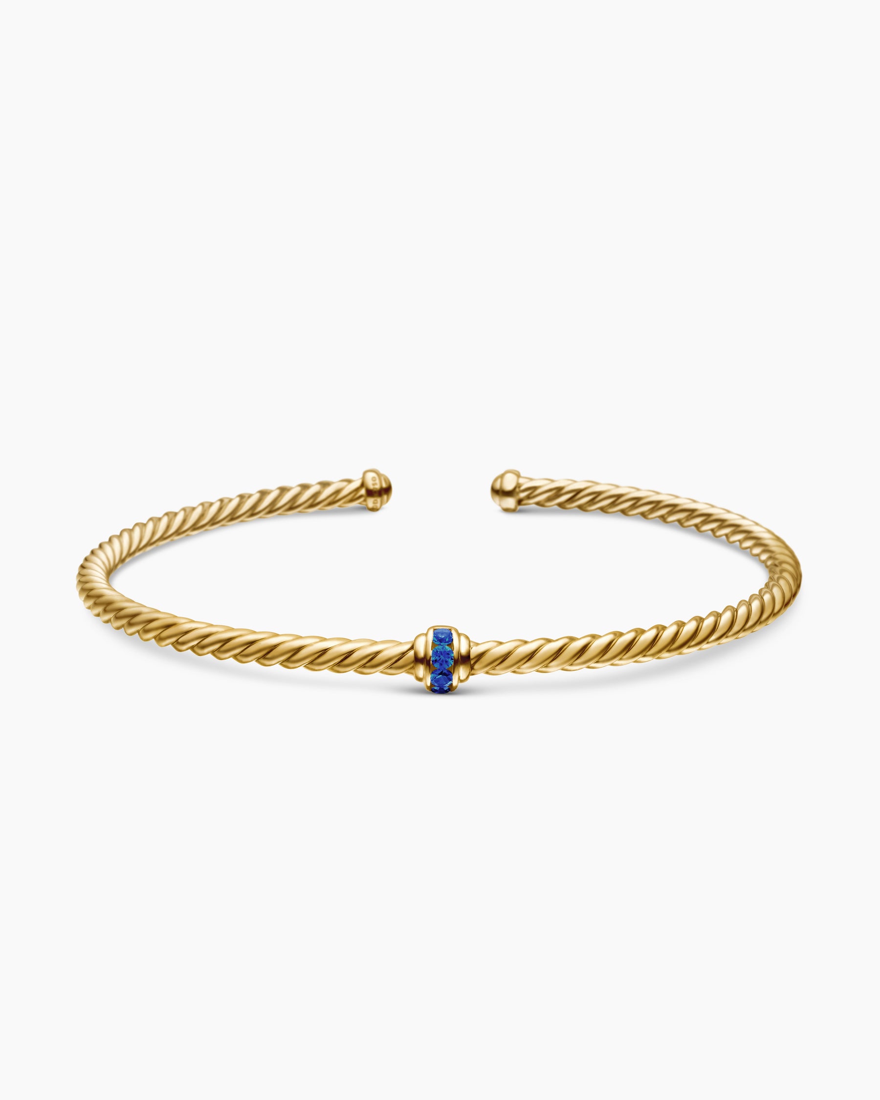 Classic Cablespira Station Bracelet in 18K Yellow Gold with Pavé Blue Sapphires, 3mm - Image 4