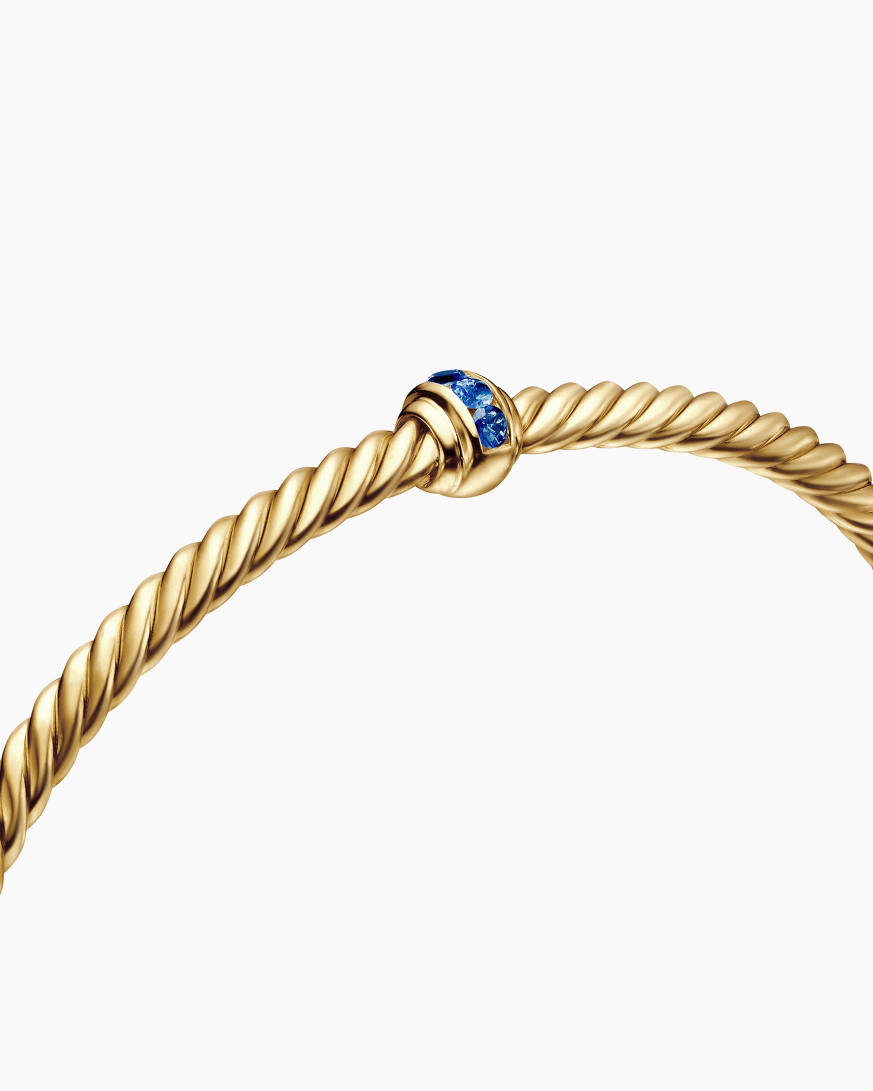 Classic Cablespira Station Bracelet in 18K Yellow Gold with Pavé Blue Sapphires, 3mm - Image 5