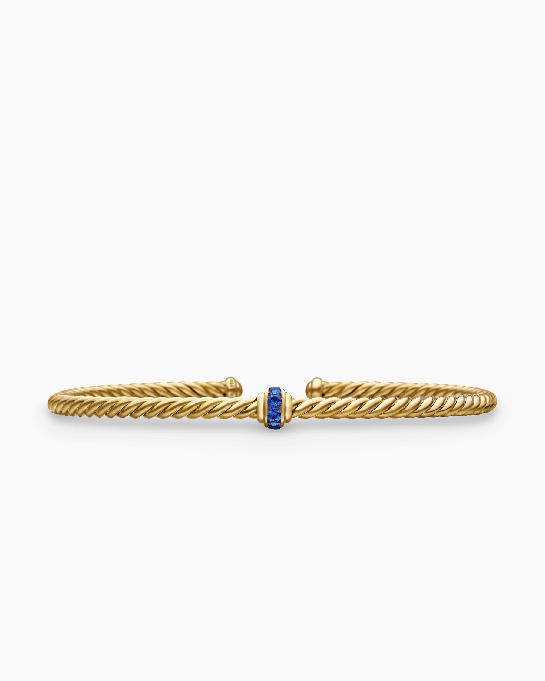 Classic Cablespira Station Bracelet in 18K Yellow Gold with Pavé Blue Sapphires, 3mm