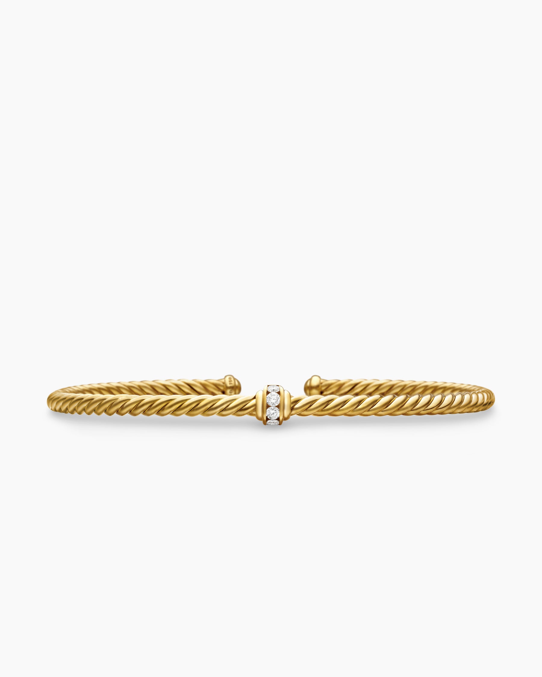 Classic Cablespira Station Bracelet in 18K Yellow Gold with Diamonds, 3mm