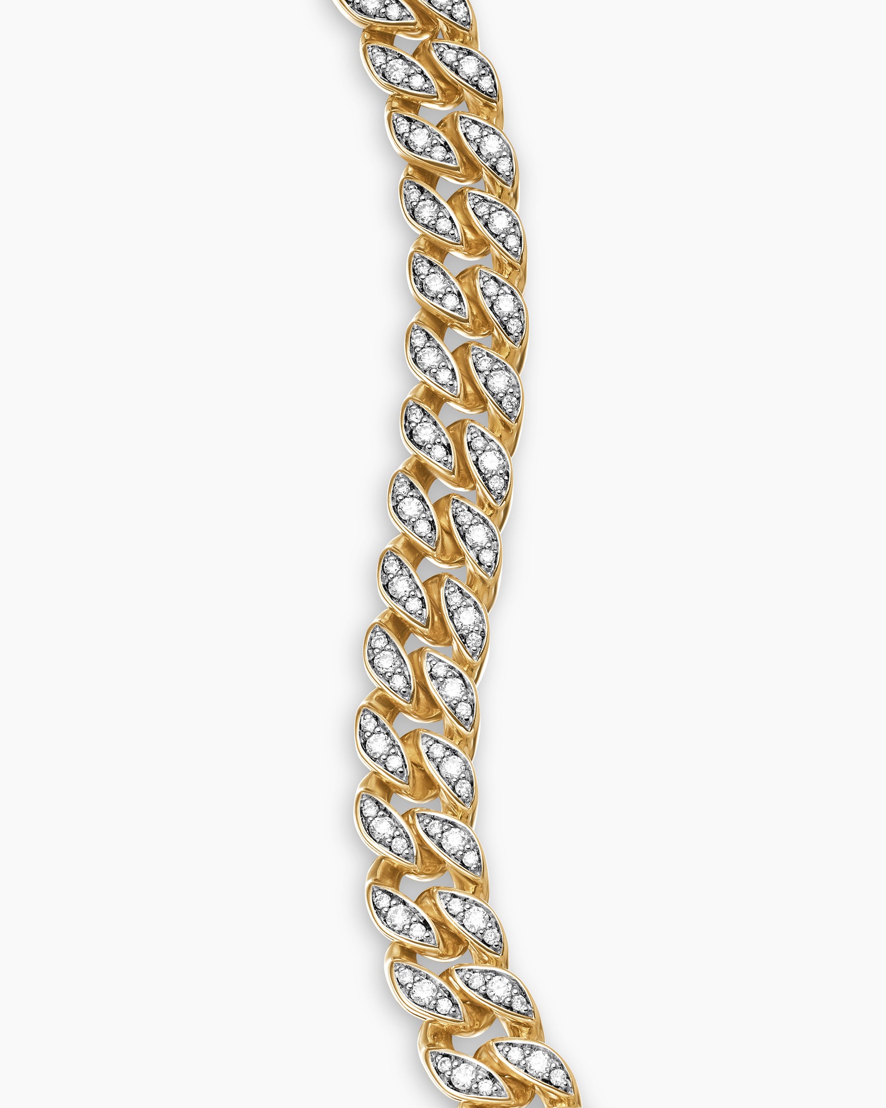 Curb Chain Bracelet in 18K Yellow Gold with Diamonds, 7mm - Image 5