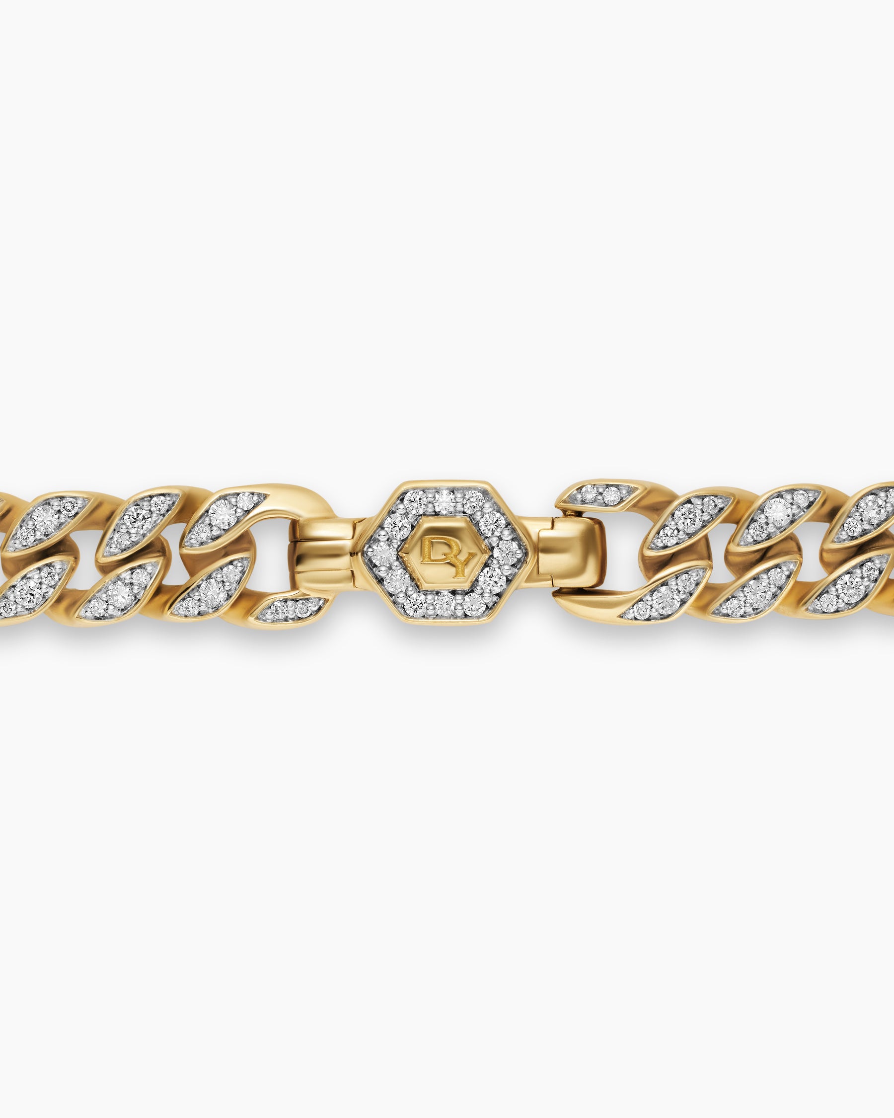 Curb Chain Bracelet in 18K Yellow Gold with Diamonds, 7mm - Image 7