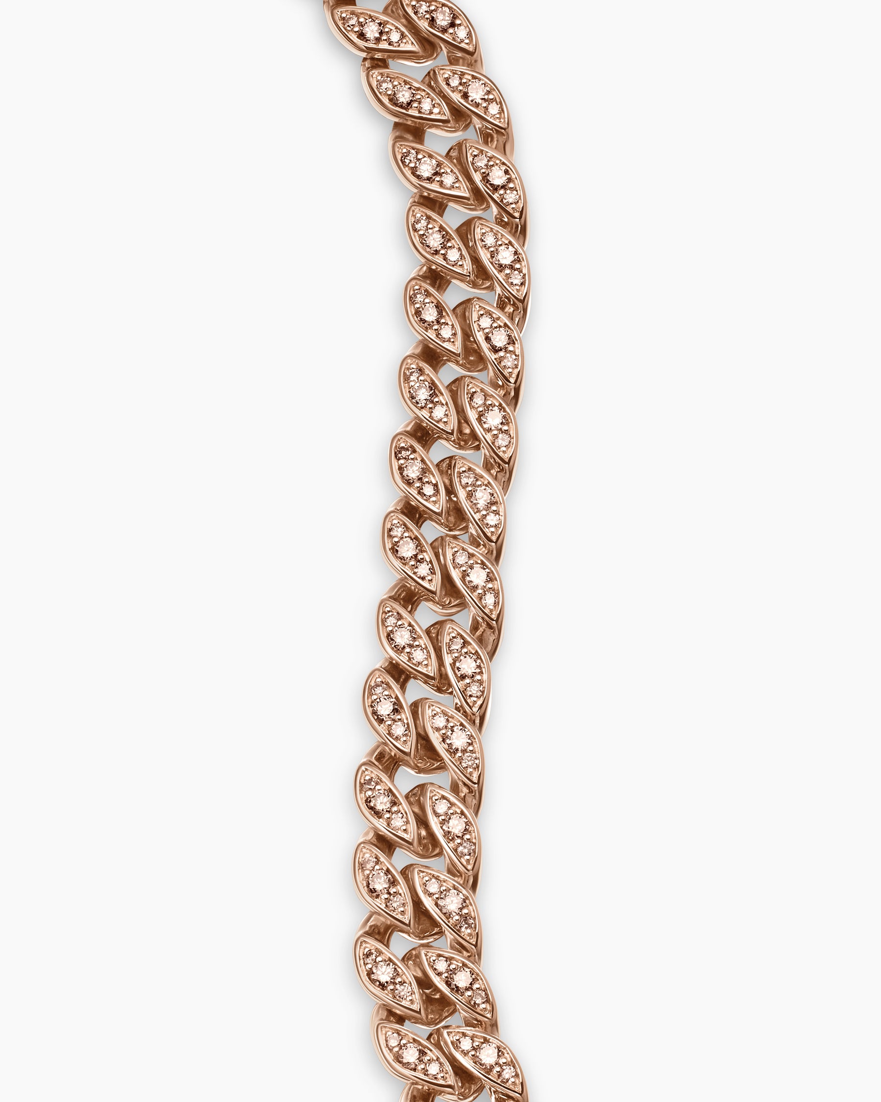Curb Chain Bracelet in 18K Rose Gold with Diamonds, 7mm - Image 5