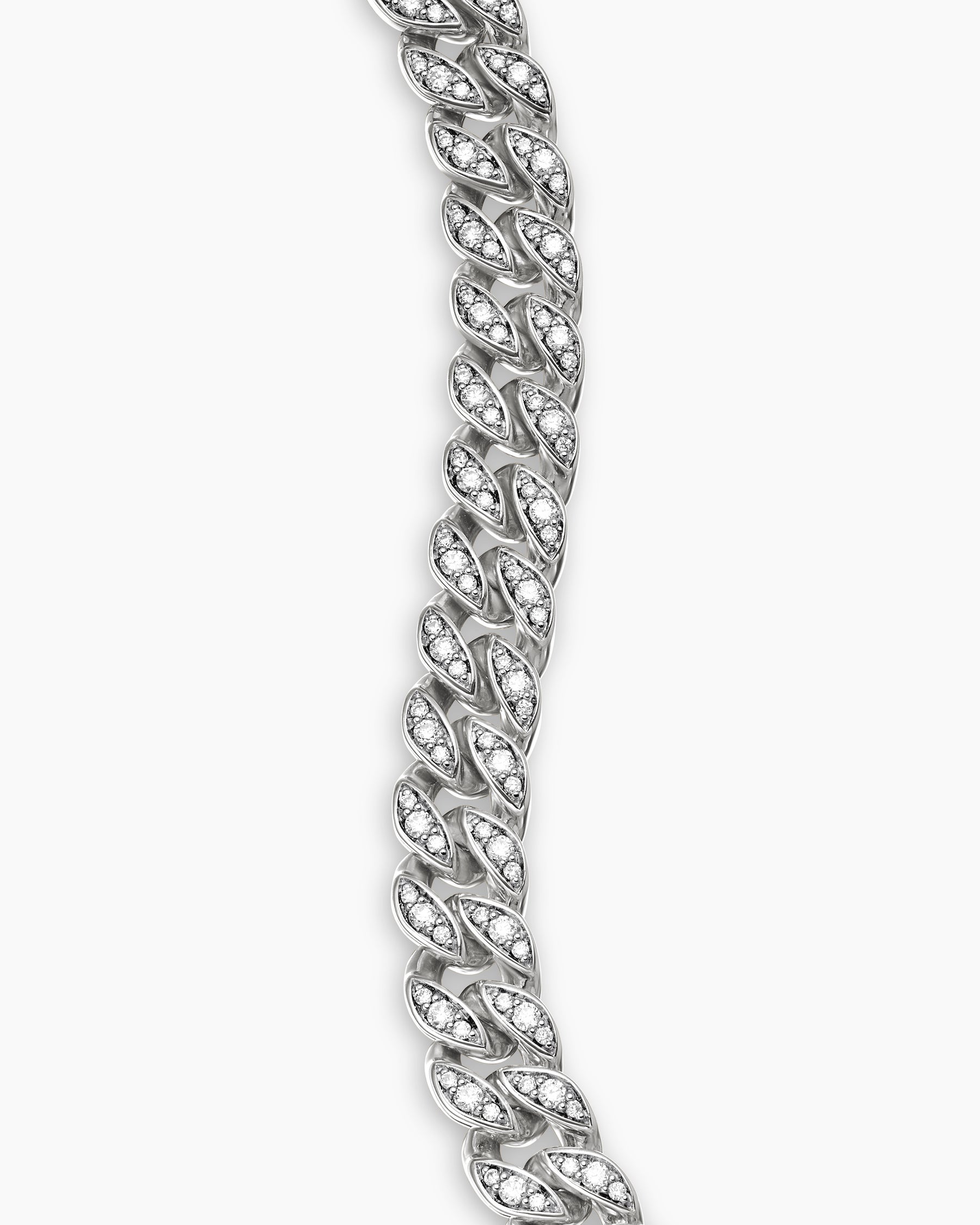 Curb Chain Bracelet in Sterling Silver with Diamonds, 7mm - Image 5